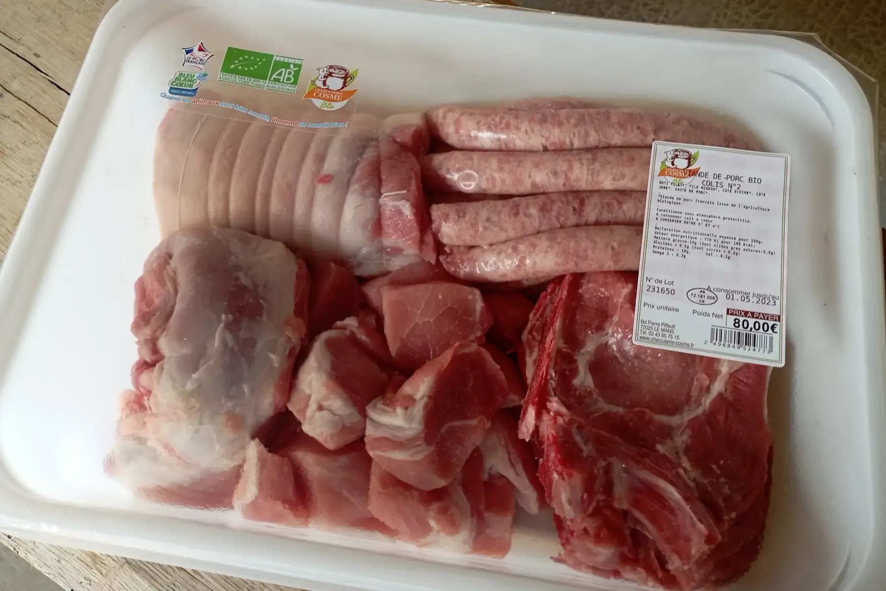 colis de 5 kg porc bio - filet mignon