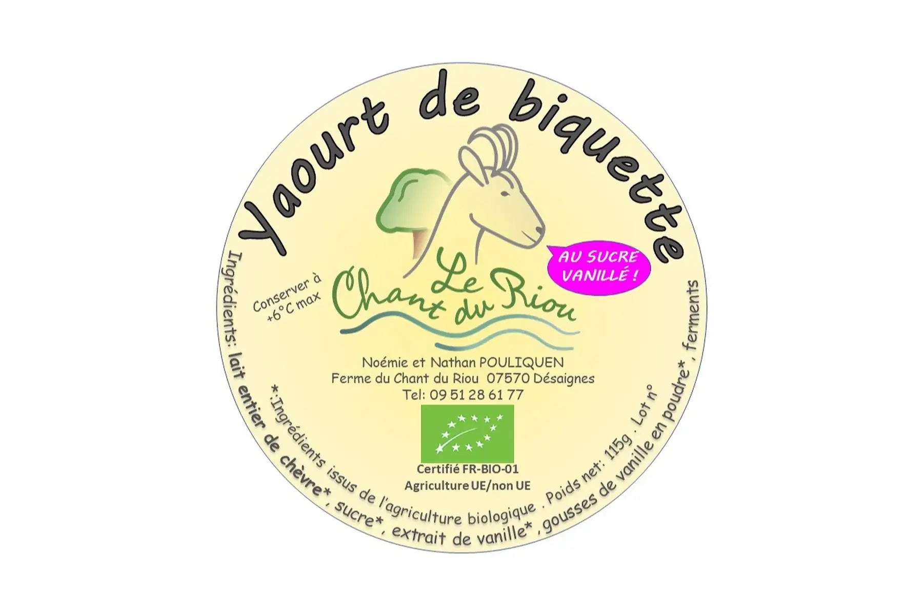 yaourt de biquette au sucre vanillé