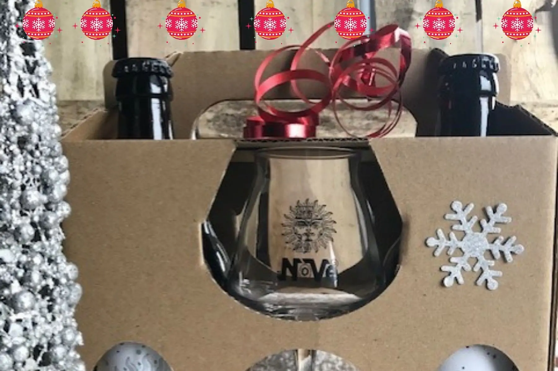 1 coffret cadeau 4 bières soleil d'hiver 33cl + 1 verre de dégustation floqué