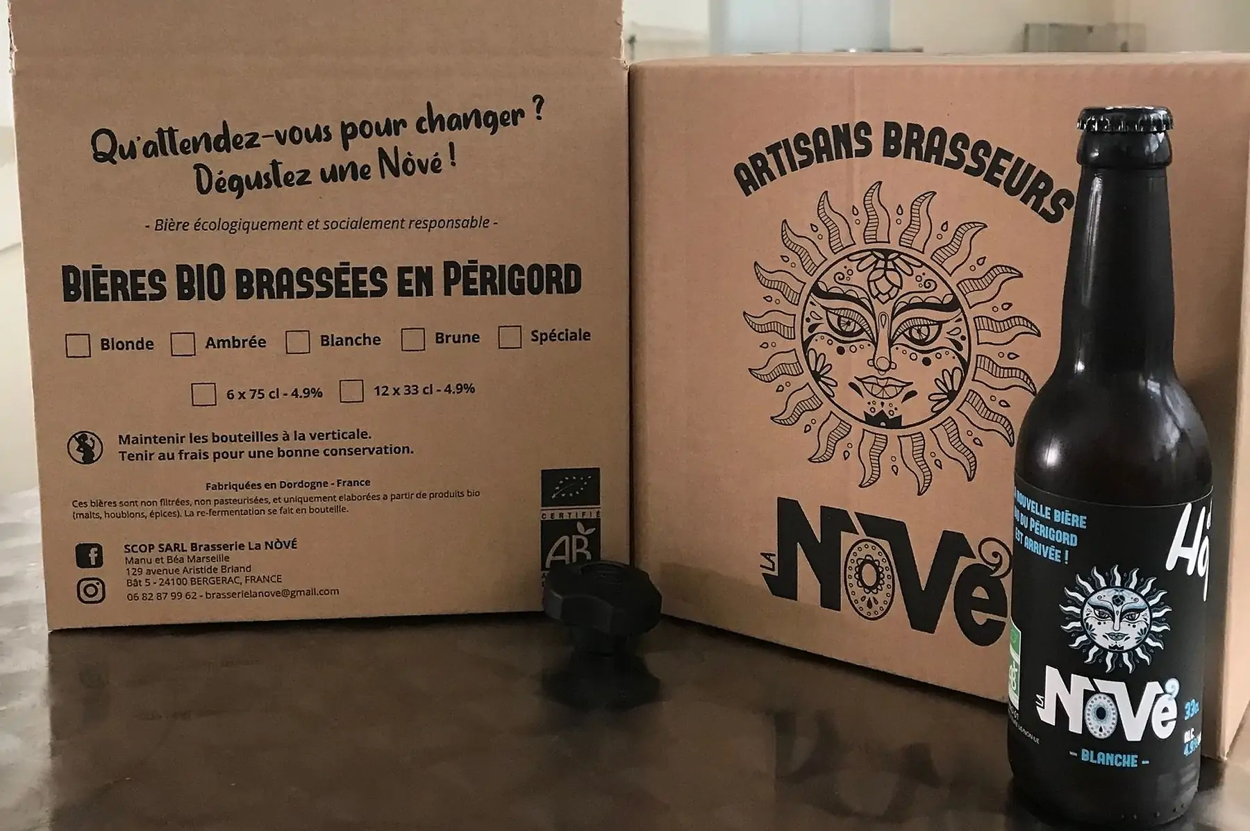 cartons de bières blanches bio