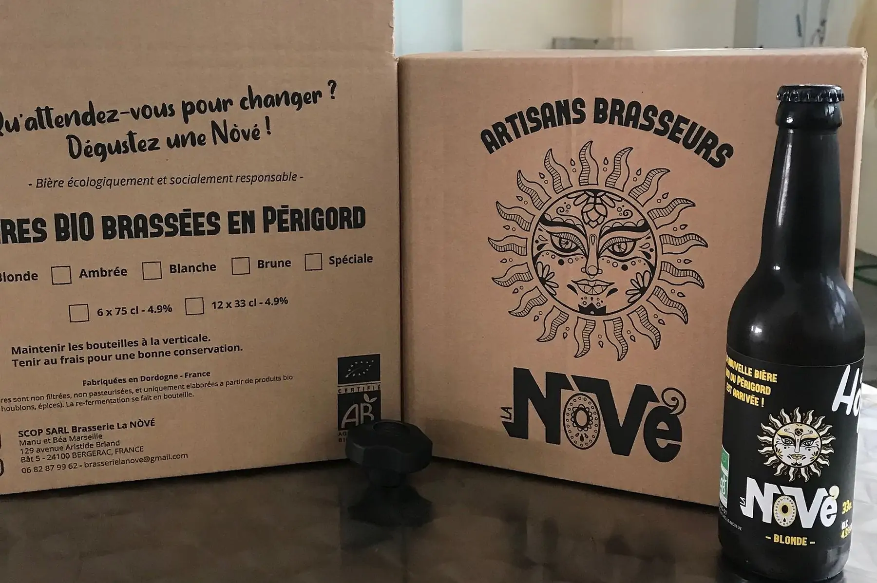 cartons de bières blondes bio