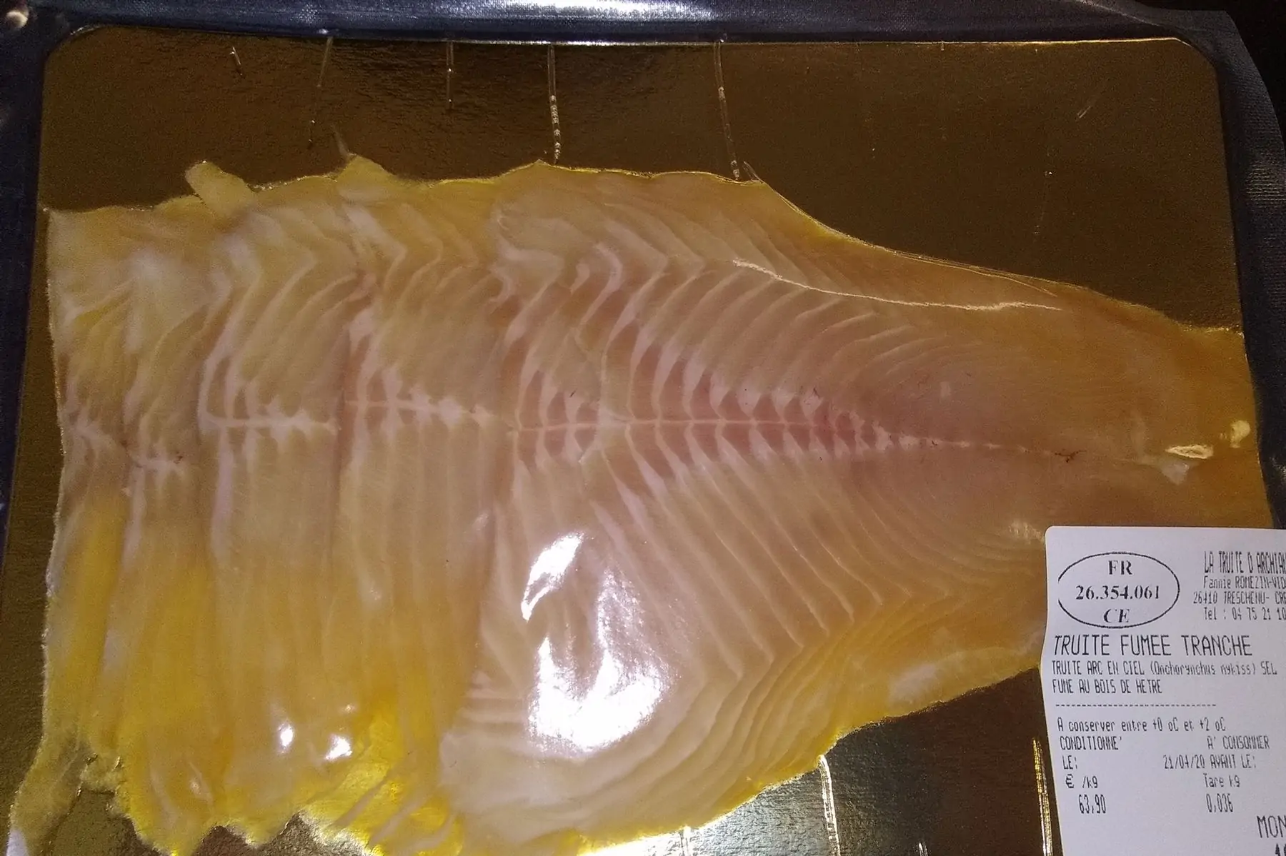 truite ikejime fumée tranchée (150g environ)