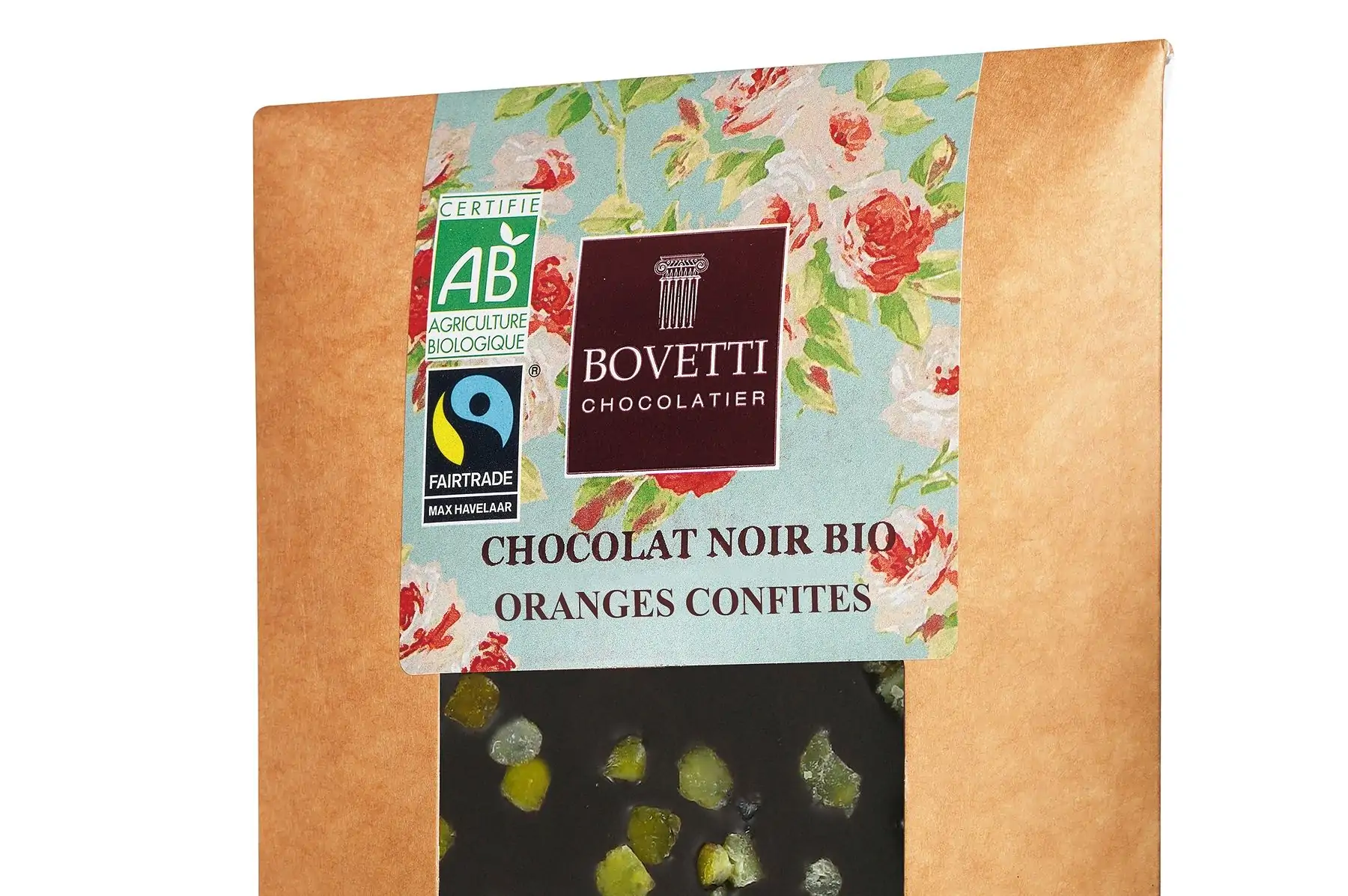 tablette chocolat noir  bio origine st domingue avec oranges confites 100g