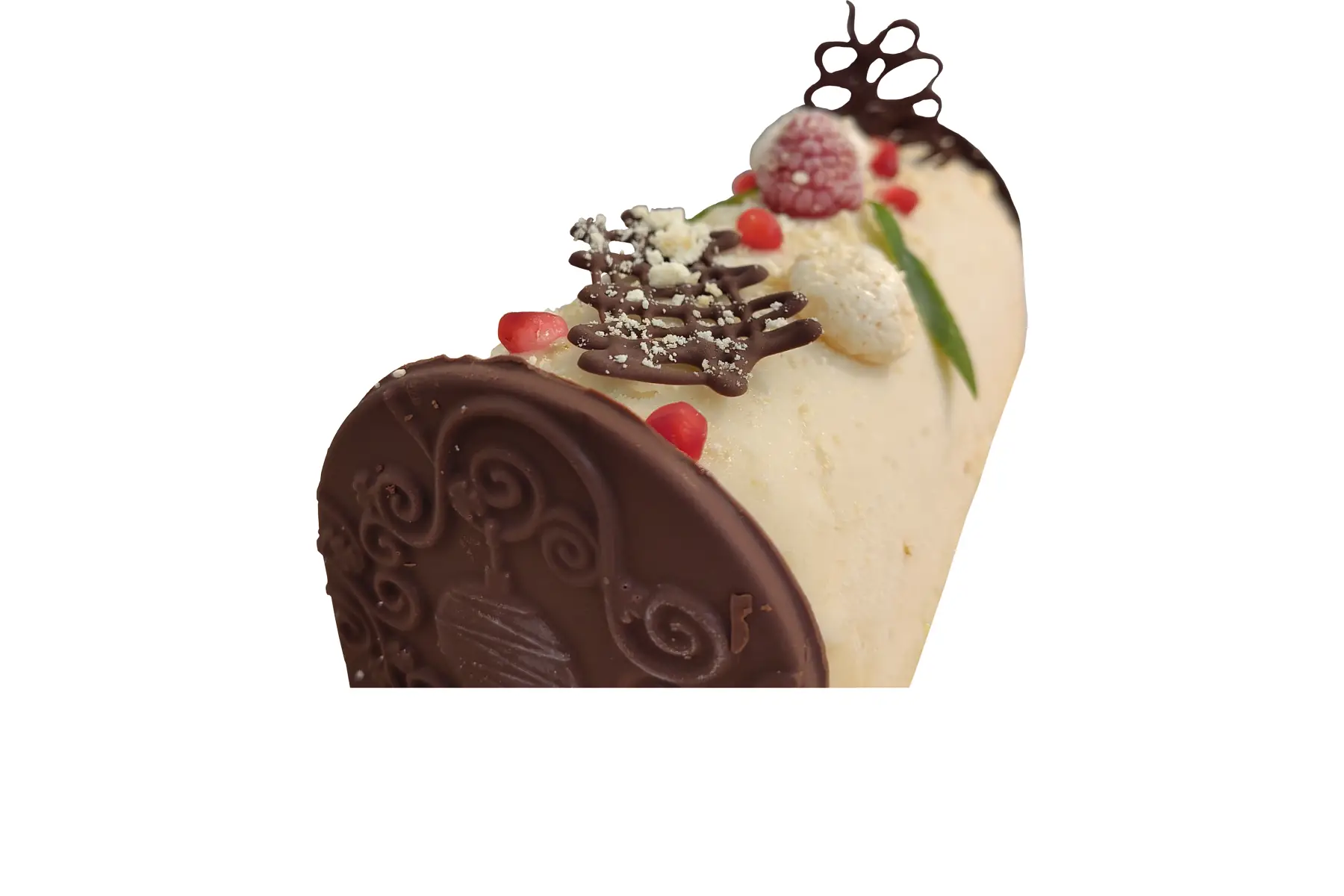 Bûche glacée : L'ACIDULEE : citron -verveine, chocolat blanc marbré 6/8 parts