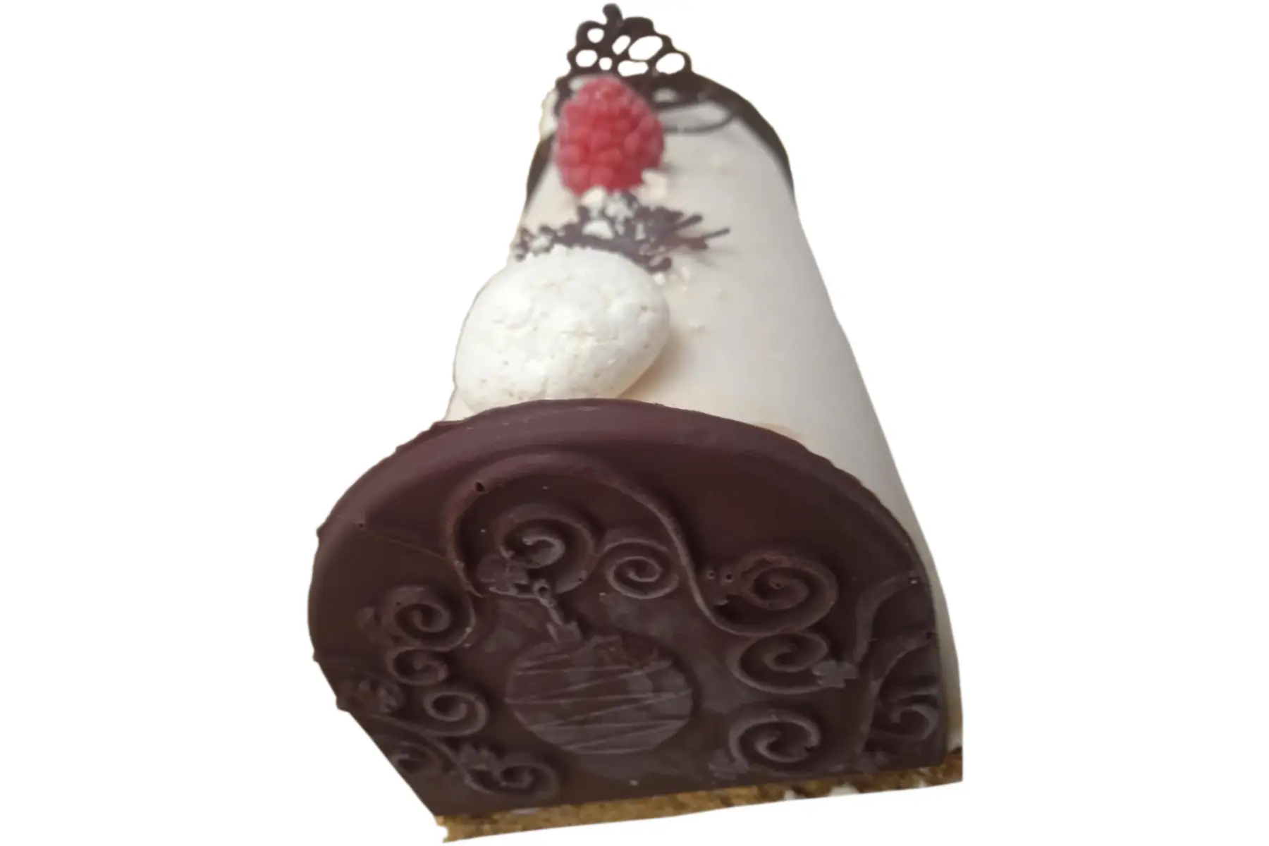 Bûche glacée la GOURMANDE : poire-gingembre, chocolat amandes 6/8 parts