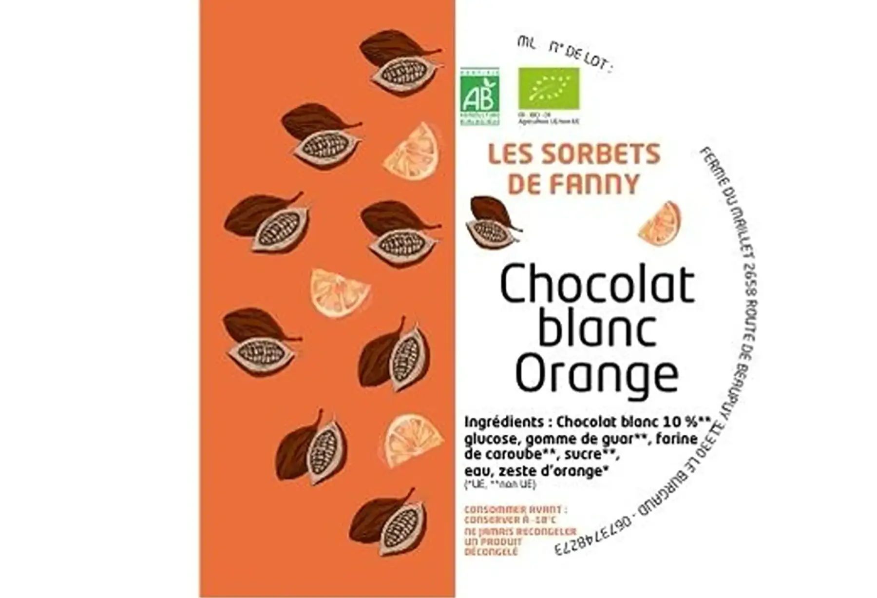 Sorbet Chocolat blanc & Zeste d'Orange
