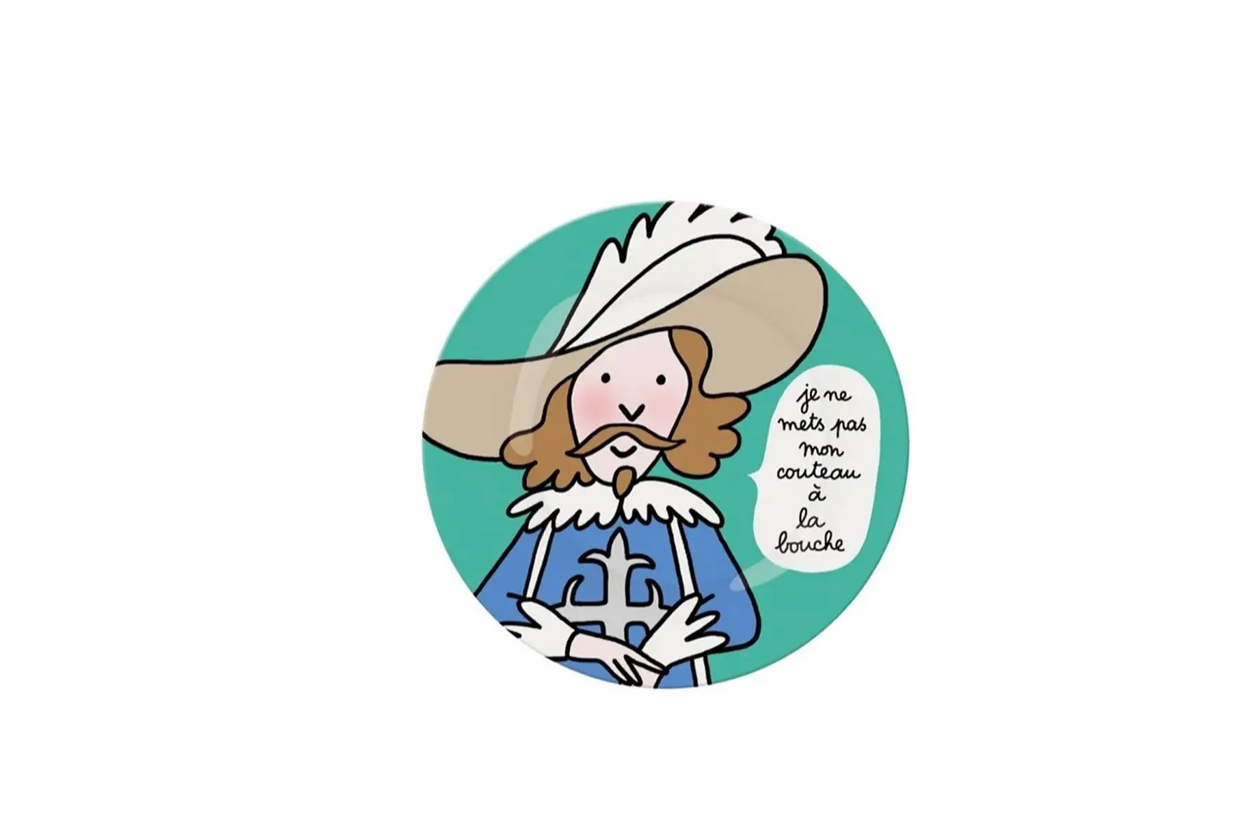 assiette à dessert "je ne mets pas mon couteau à la bouche"