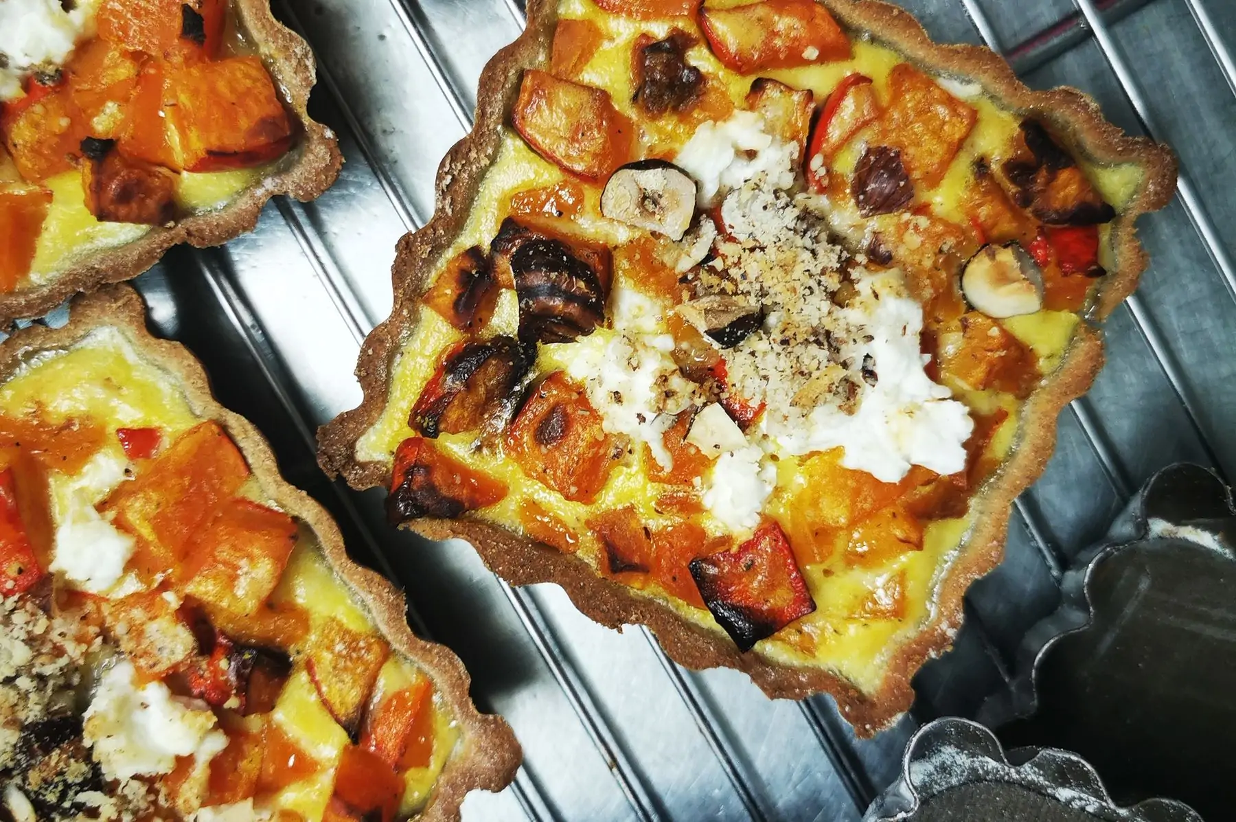 tartelette au potimarron, féta et noisettes vg sg