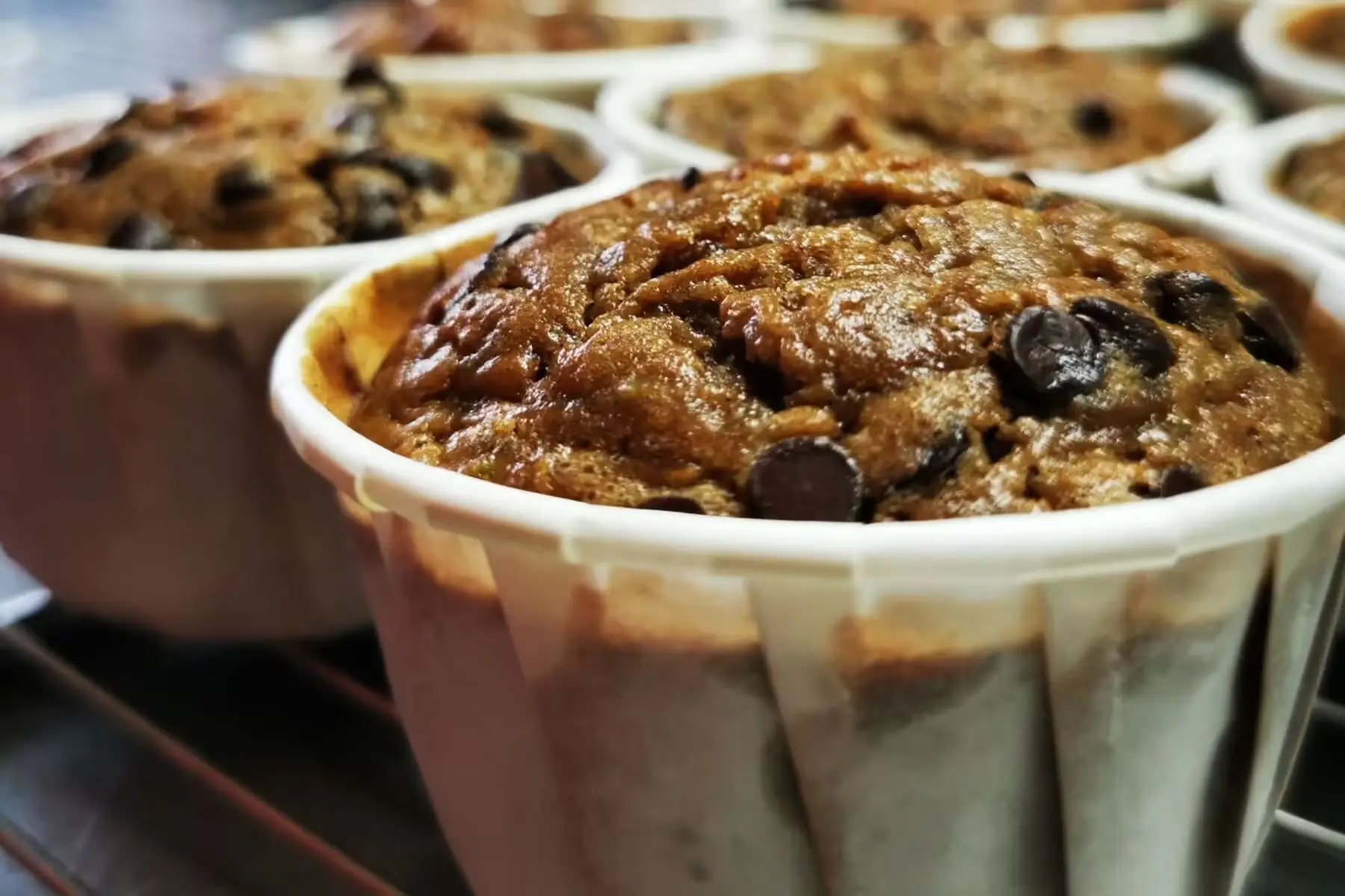 muffin au pâtisson, noisettes et pépites de chocolat