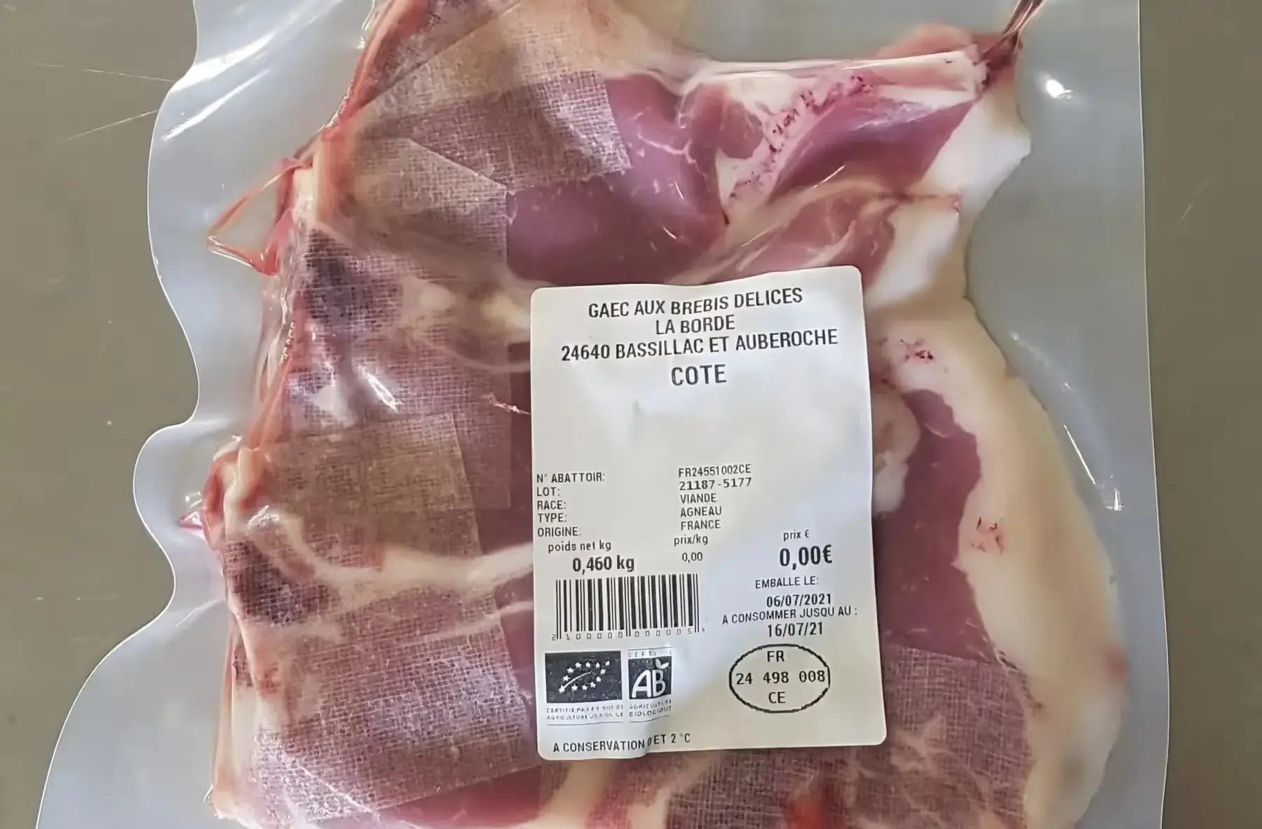 côtelettes d'agneau bio