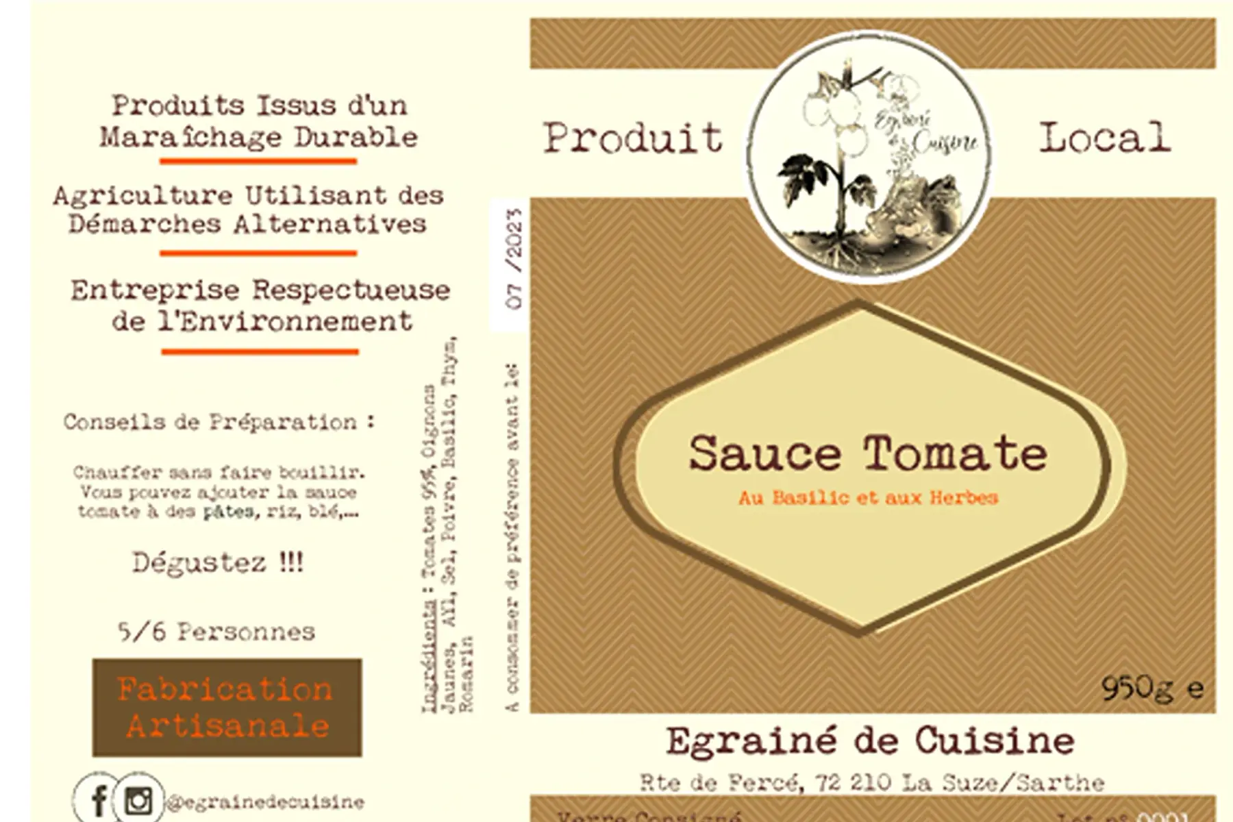 sauce tomate basilic et herbes