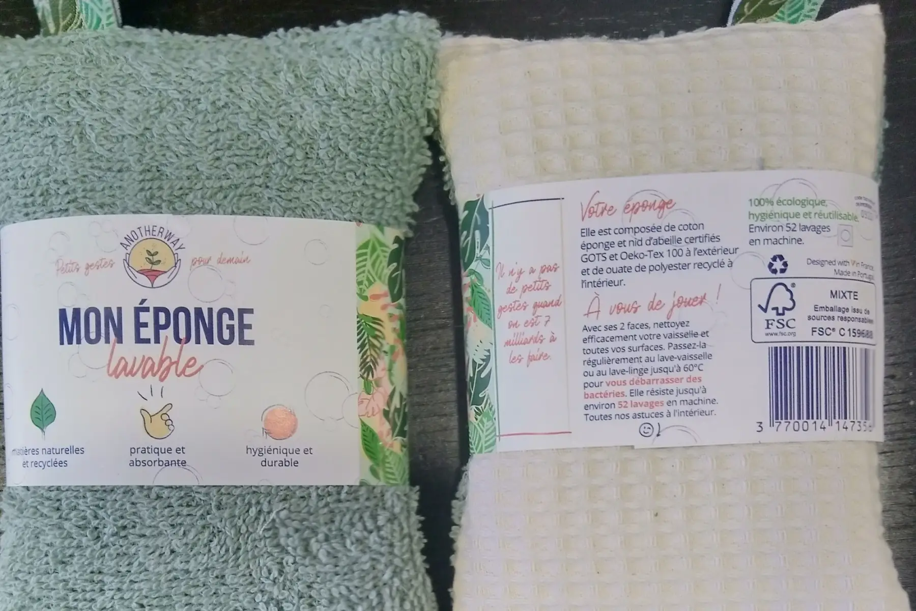 entretien : éponge lavable et réutilisable