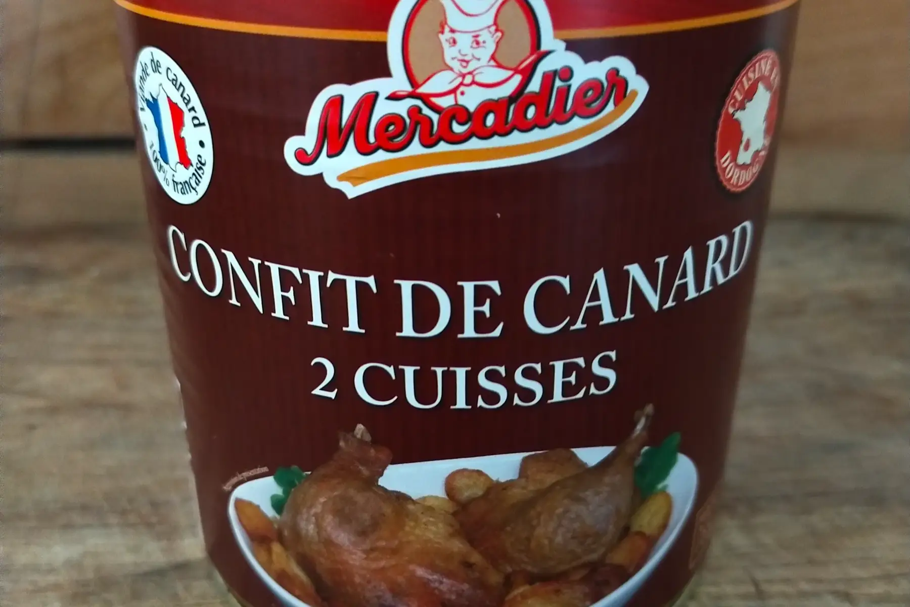 plats préparés : conserve de confit de canard, 2 cuisses, 650gr