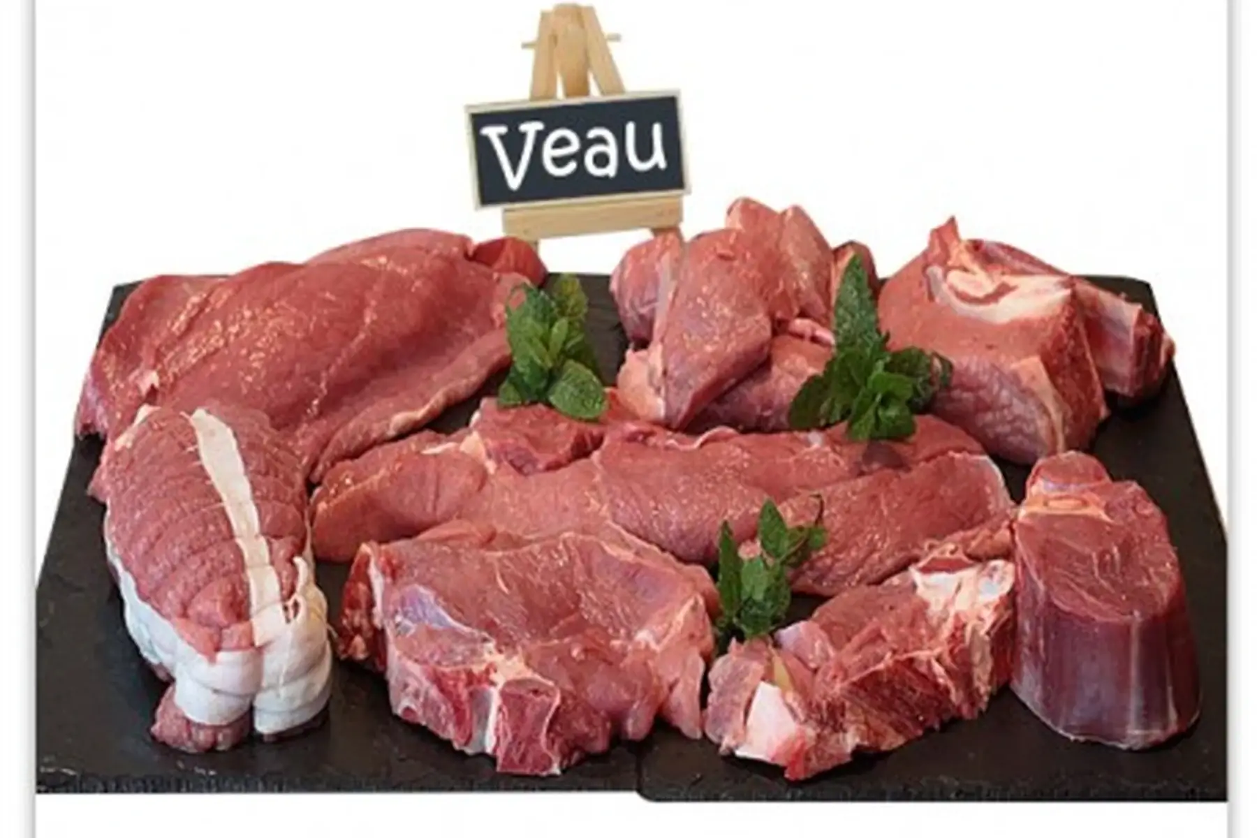viande de veau fermier (rôti, blanquette, côtes, entrecôtes, escalopes, osso ...