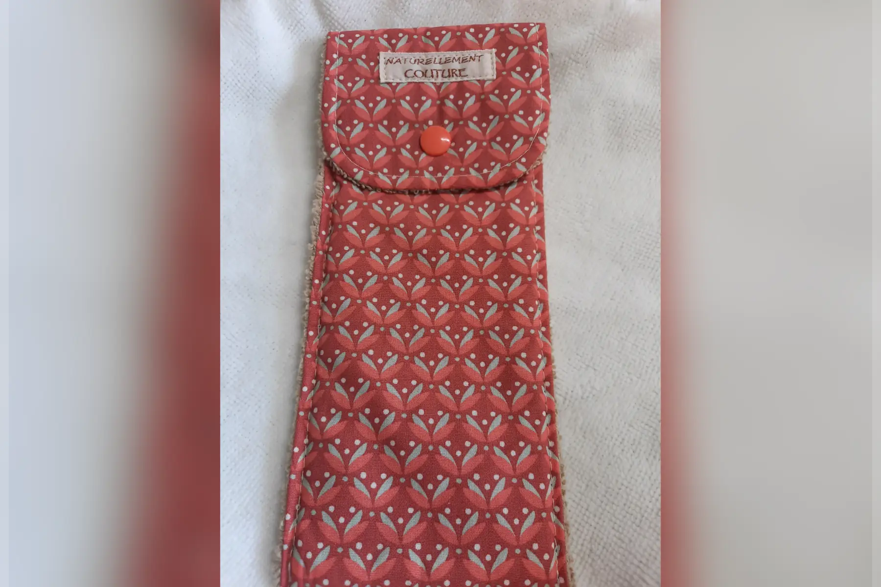 pochette brosse à dent " pêche et gris"