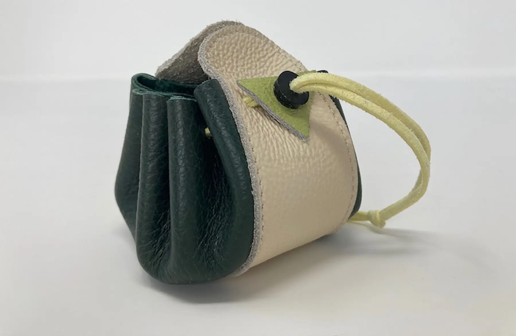 bourse verte et beige