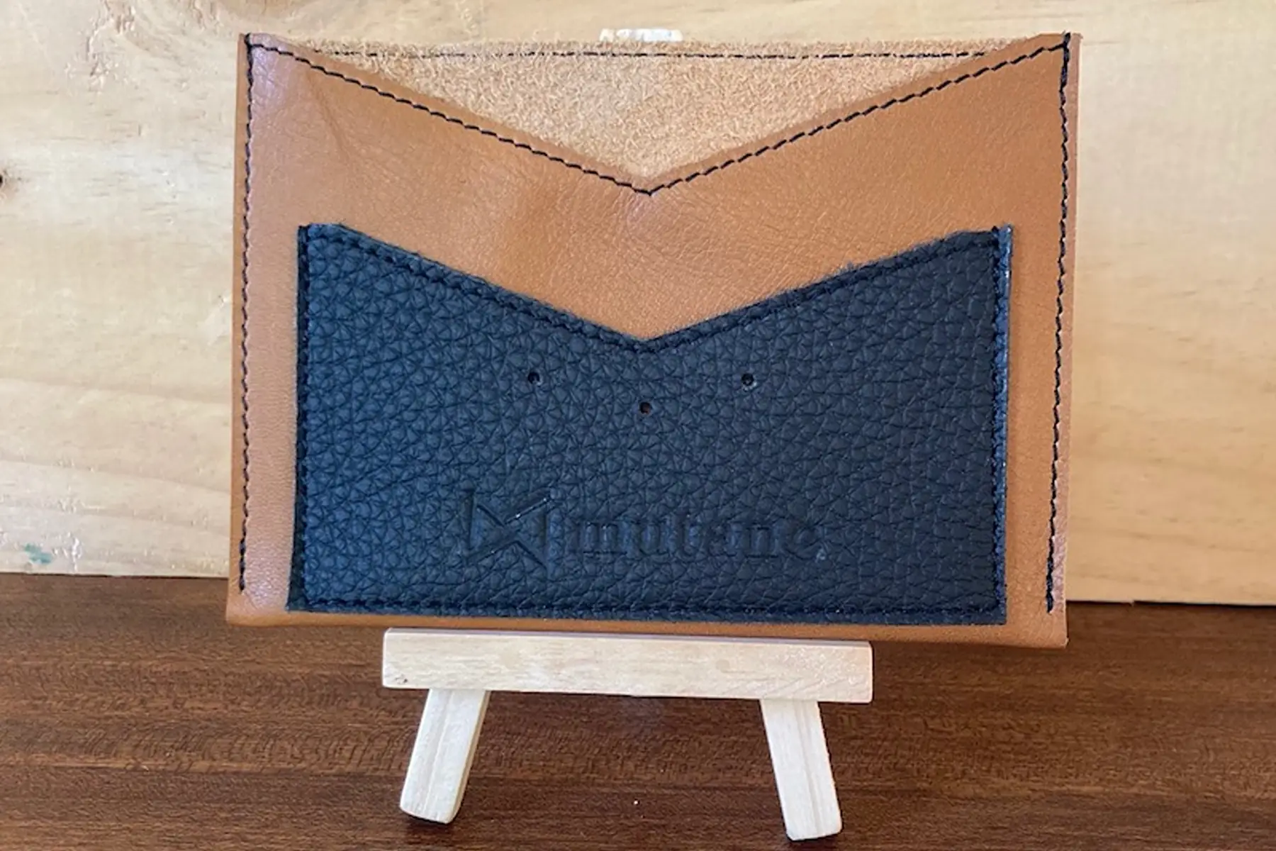 porte-papiers camel & noir