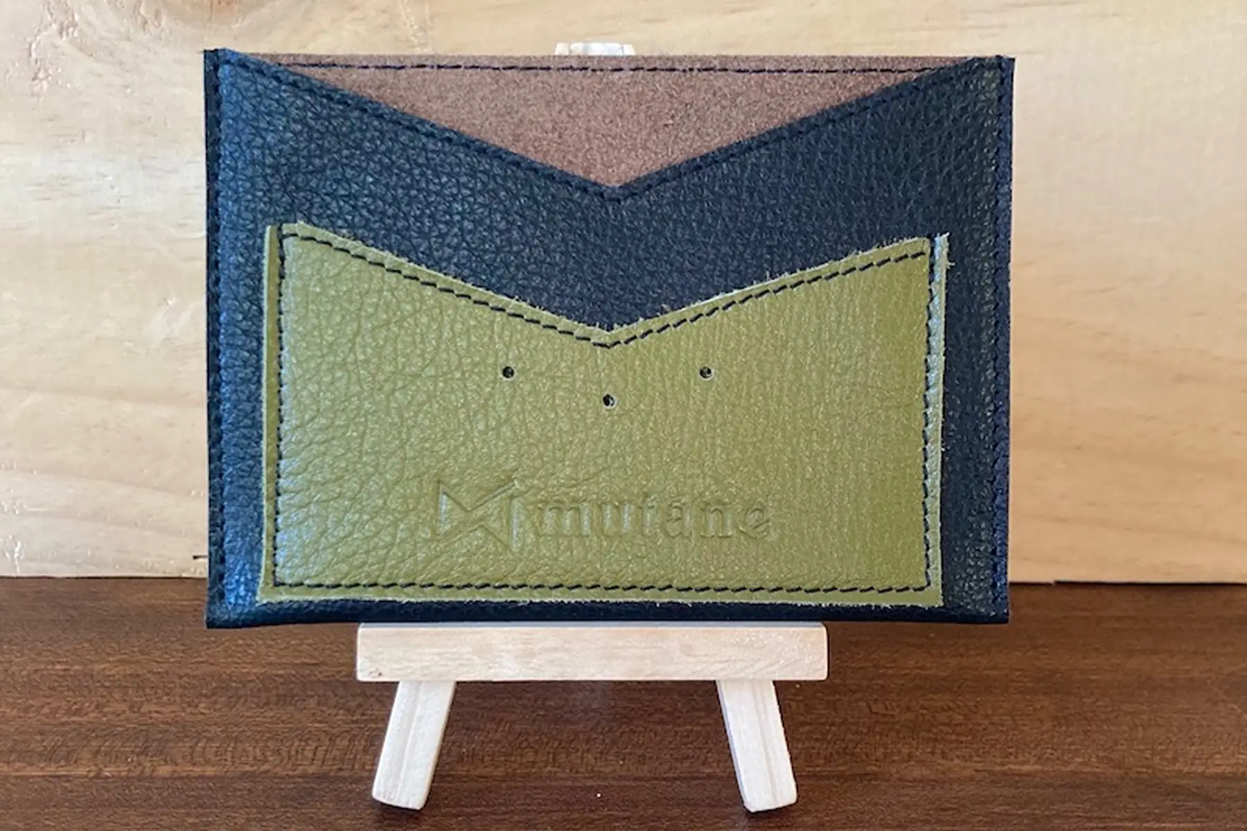 porte-papiers noir & kaki