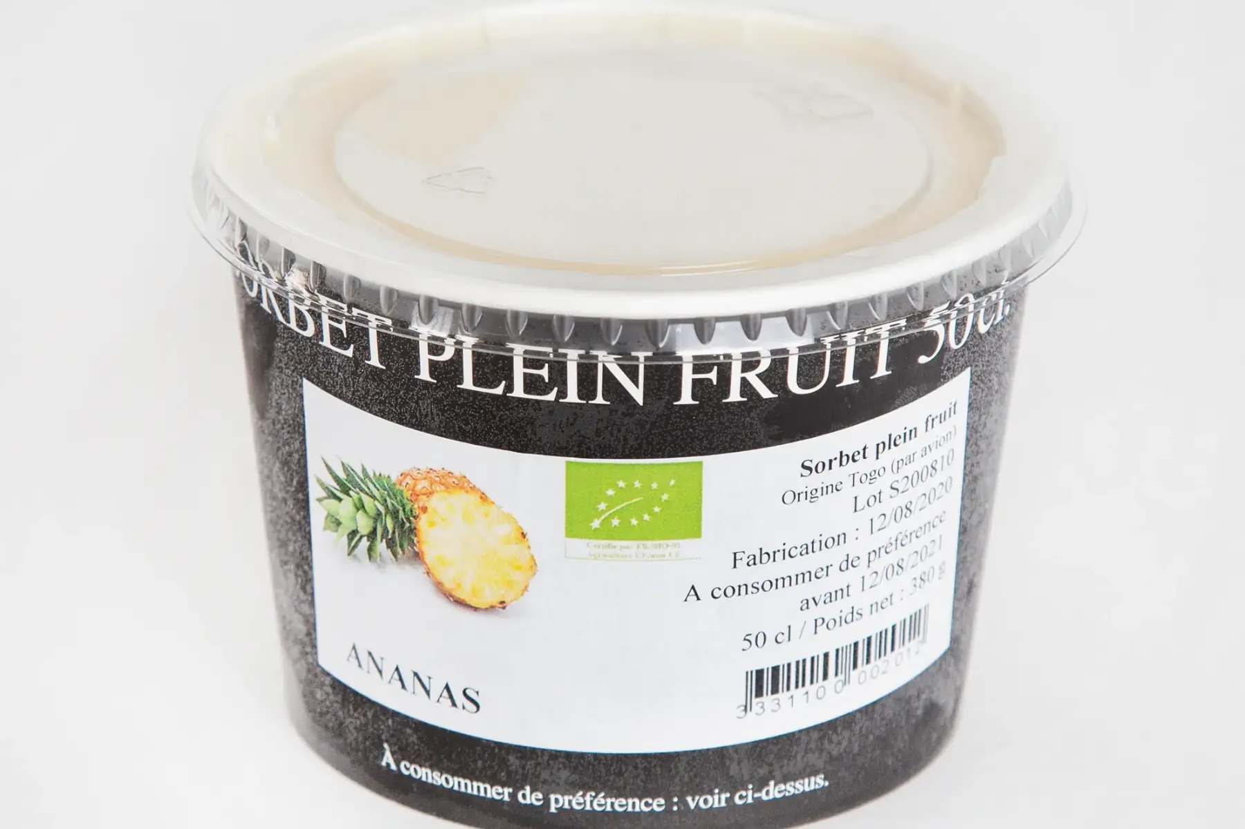 sorbet plein fruit ananas 50 cl