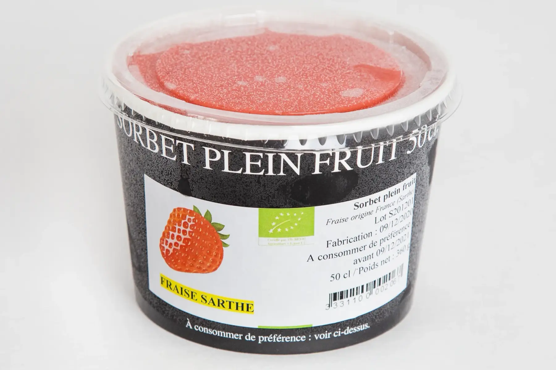 sorbet plein fruit fraise sarthe 50 cl