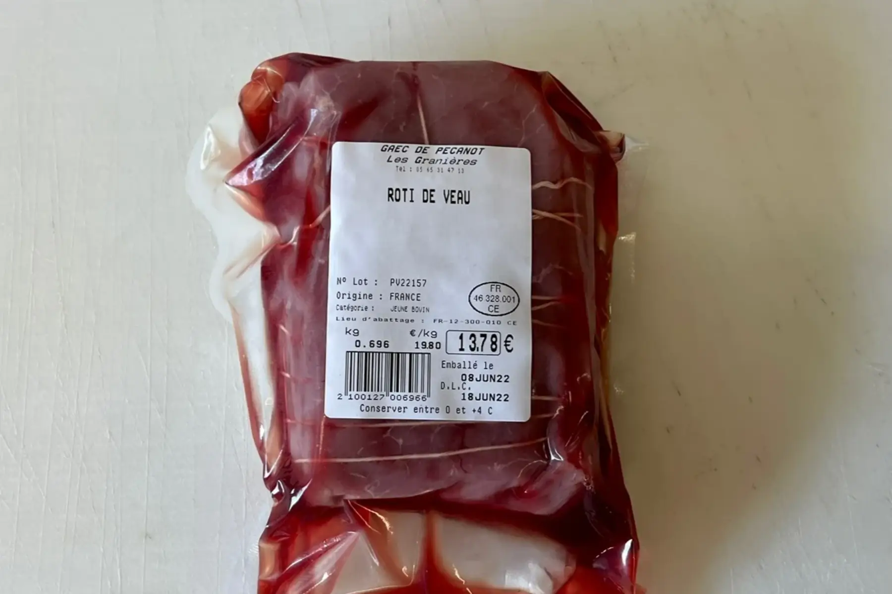 roti de veau - 19,80€/kg - environ 1kg