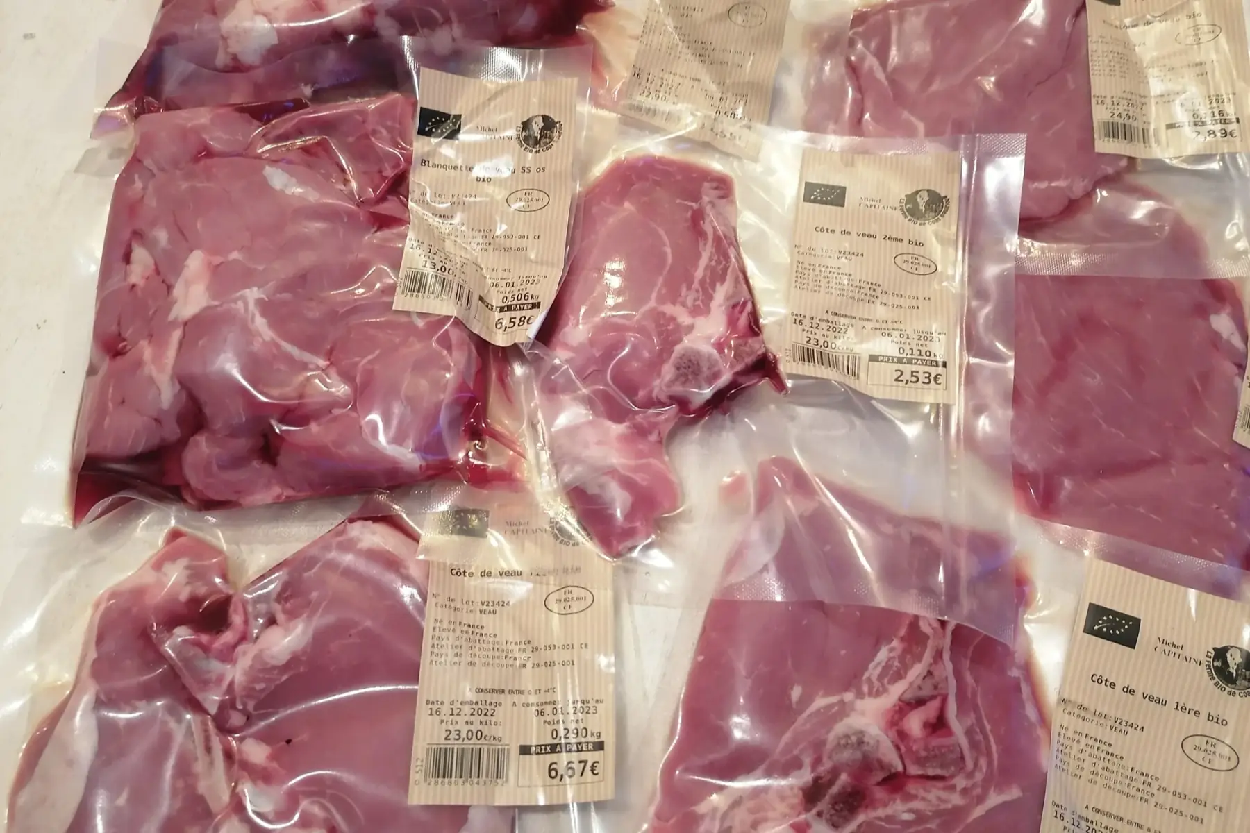 colis veau de 4 à 10 kg.