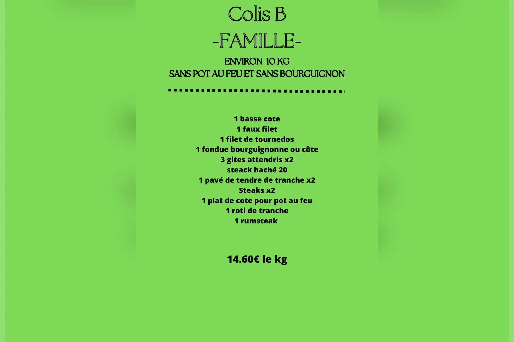 colis de 10 sans pot au feu et sans bourguignon
