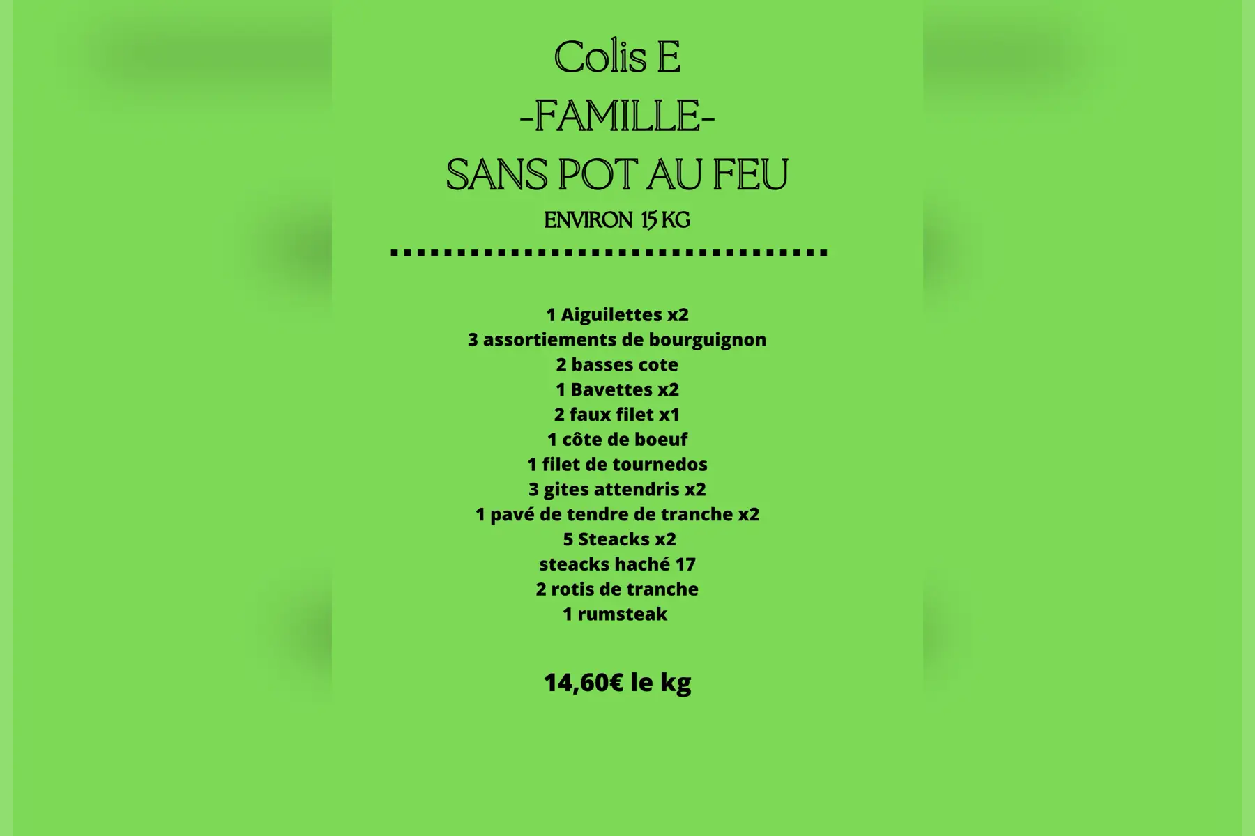 colis de 15 kg sans pot au feu