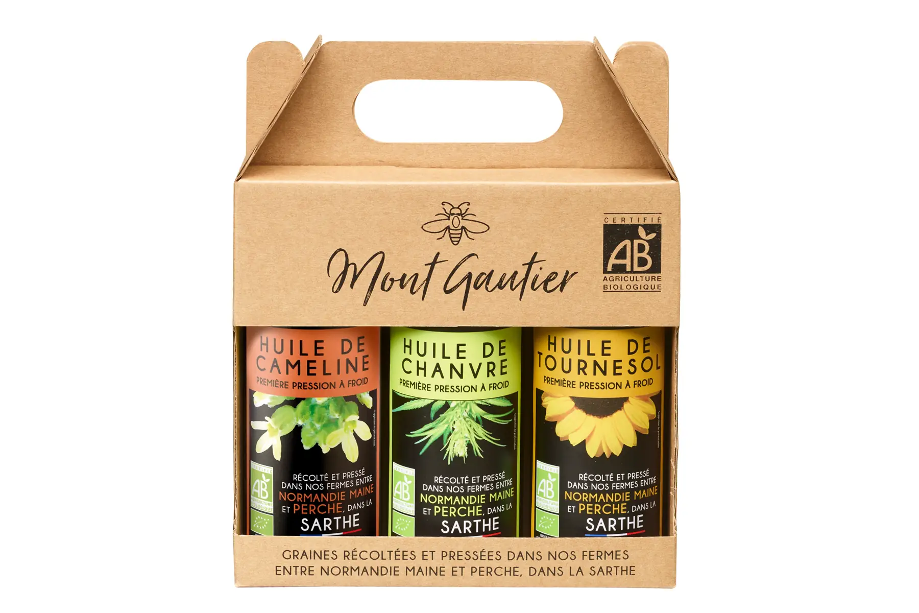 Coffret découverte 3 huiles (Tournesol, Chanvre et Cameline) 250ml