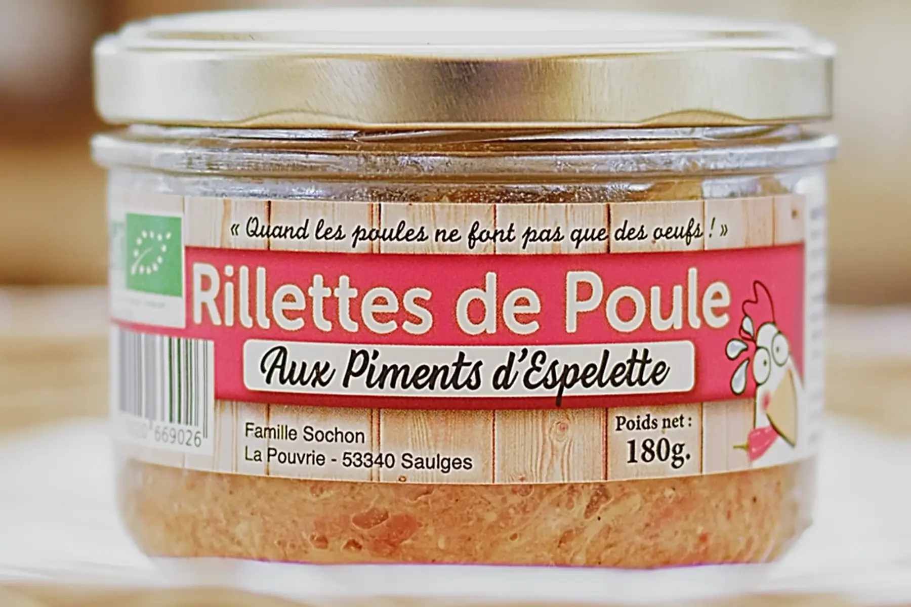 rillettes de poule bio au piment d'espelette