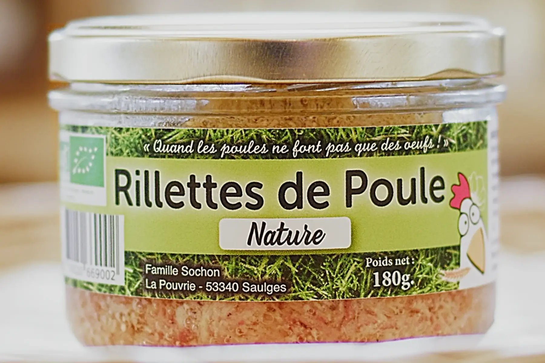 rillettes de poule bio nature
