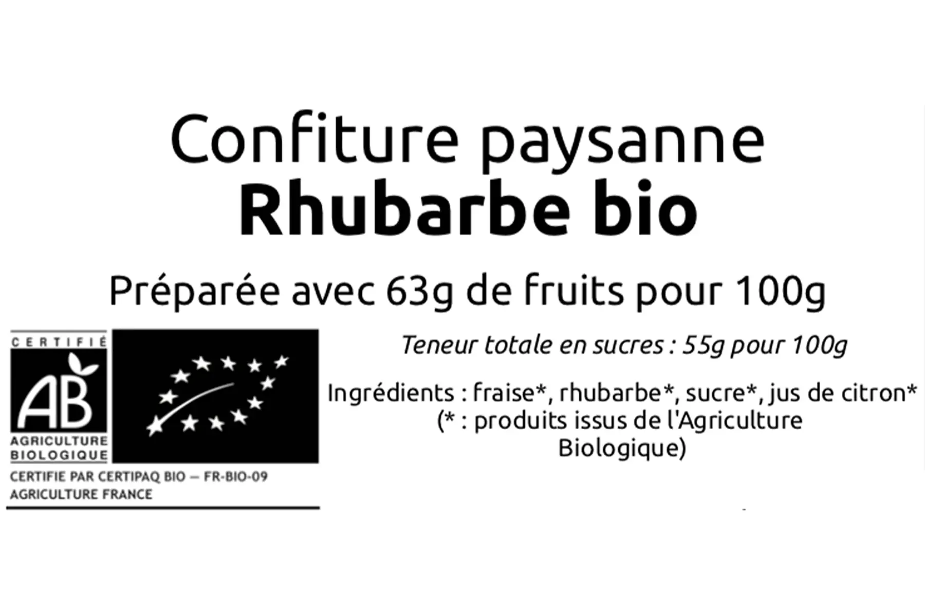 Confiture paysanne de rhubarbe bio (pot de 220g)
