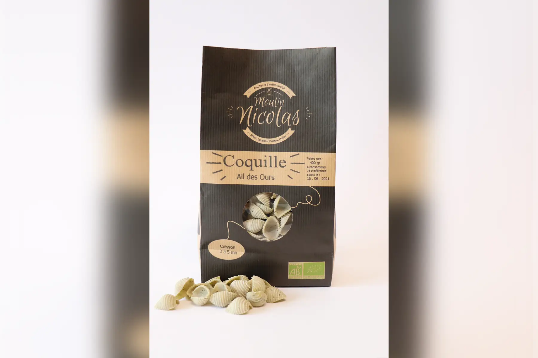 pâtes blanches coquille ail des ours