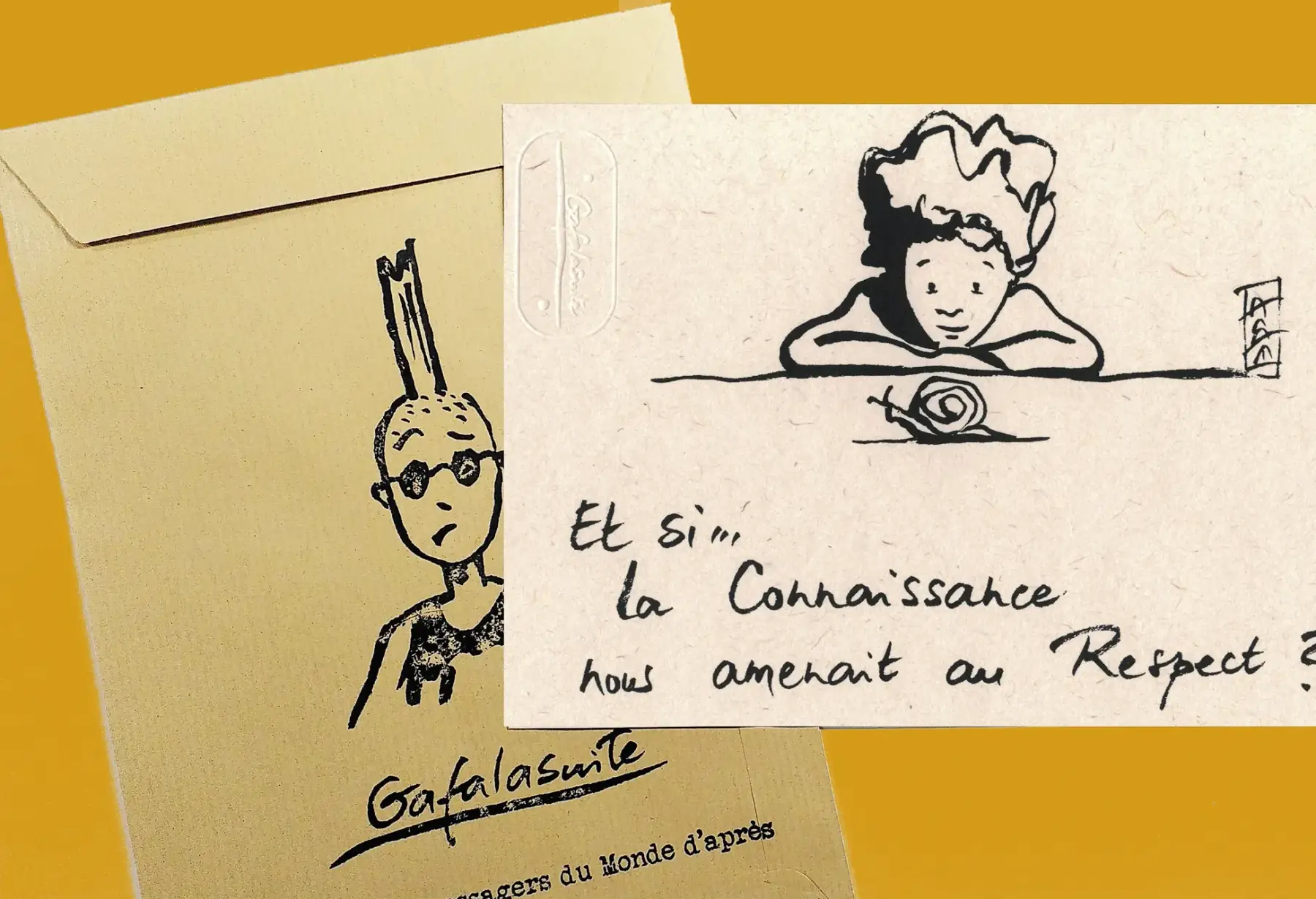 carte sérigraphiée avec enveloppe, "connaissance"