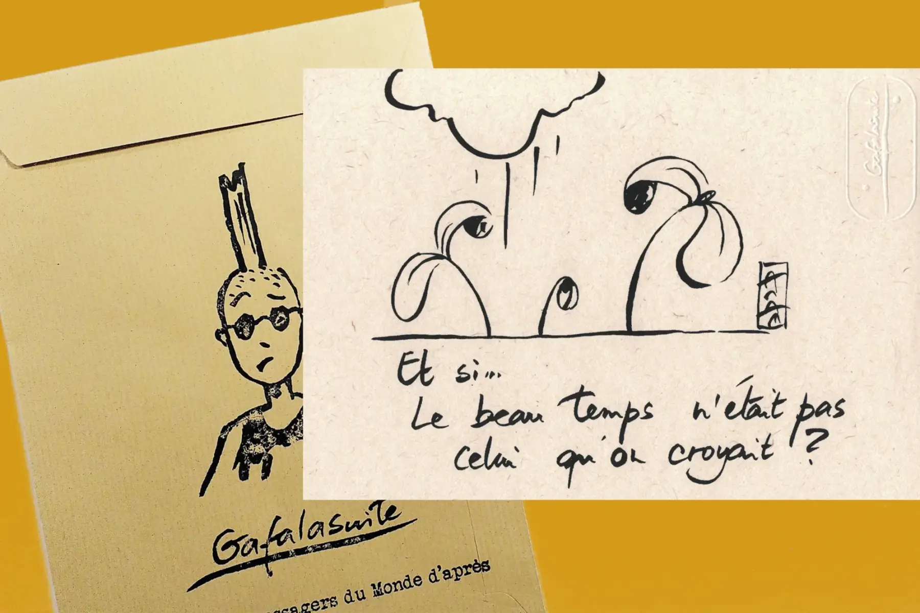 carte sérigraphiée avec enveloppe, "beau temps"