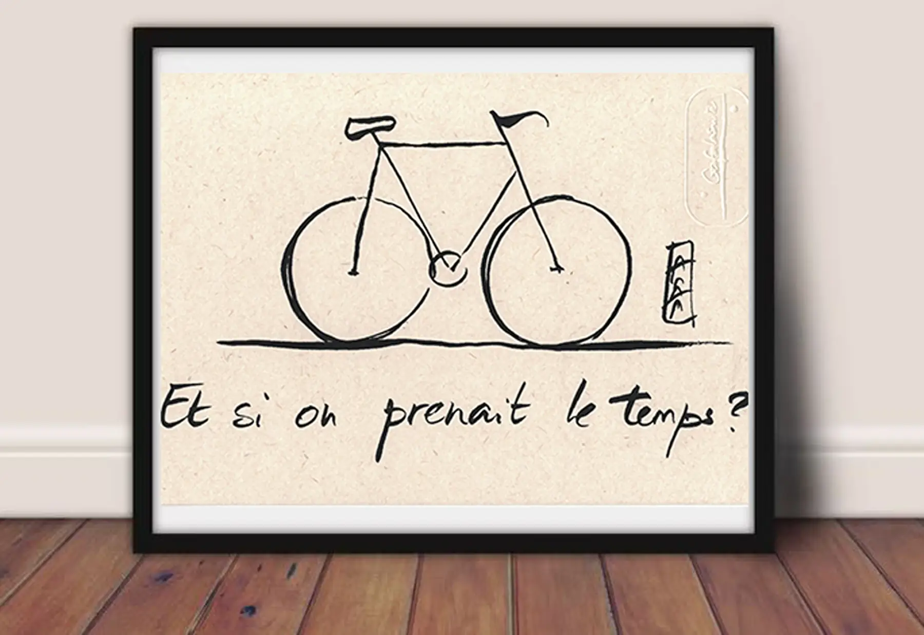 sérigraphie encadrée "vélo"