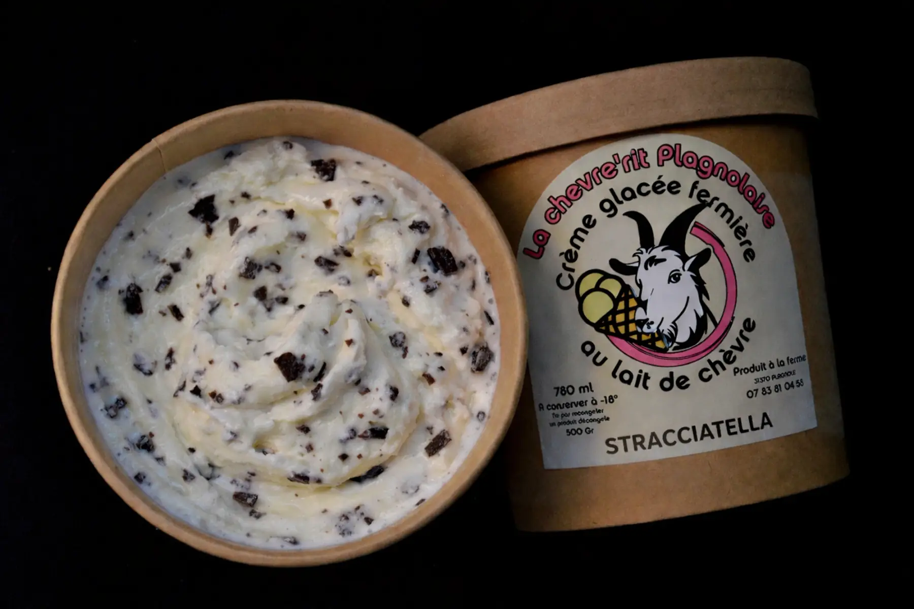 Glace de chèvre stracciatella
