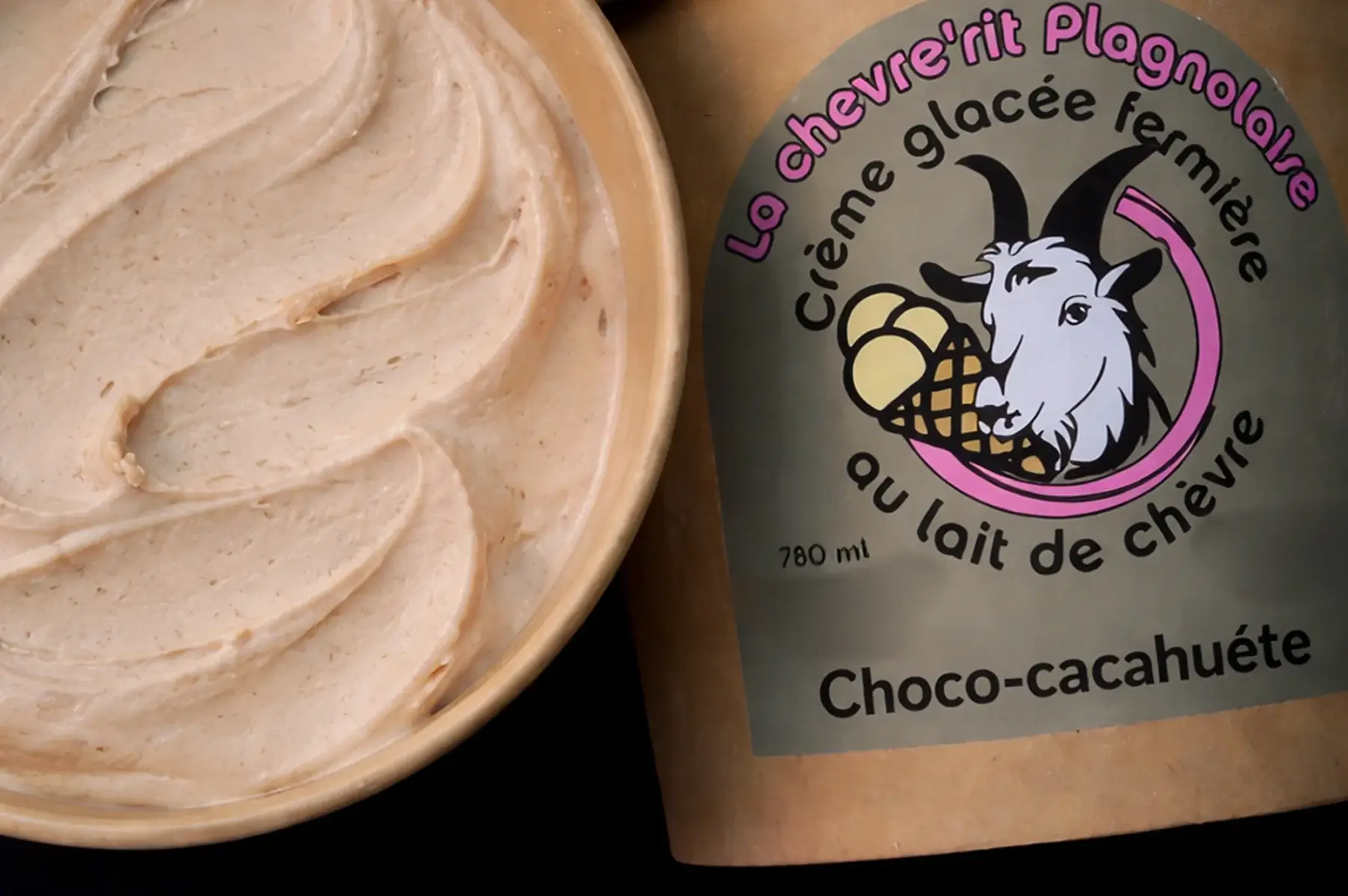 Glace de chèvre choco/cacahuetes