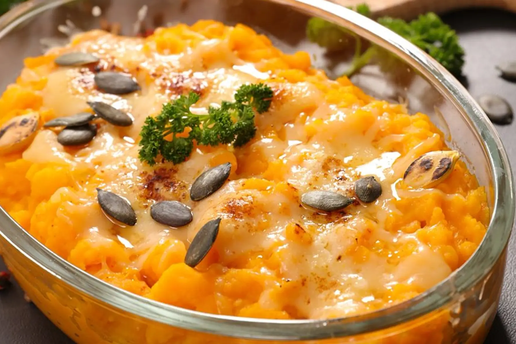 Gratin de courge de Hongrie au curry vert et lait de coco