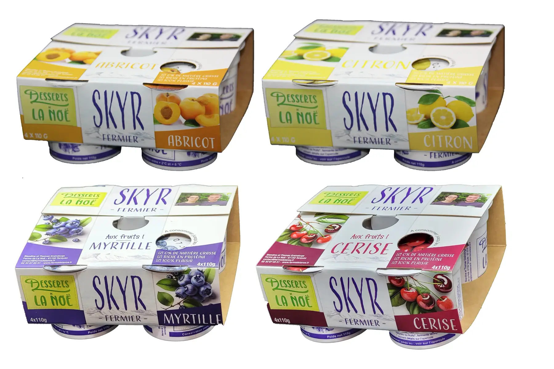 panier 4 packs de skyr (2 aromatisés, 2 fruits)