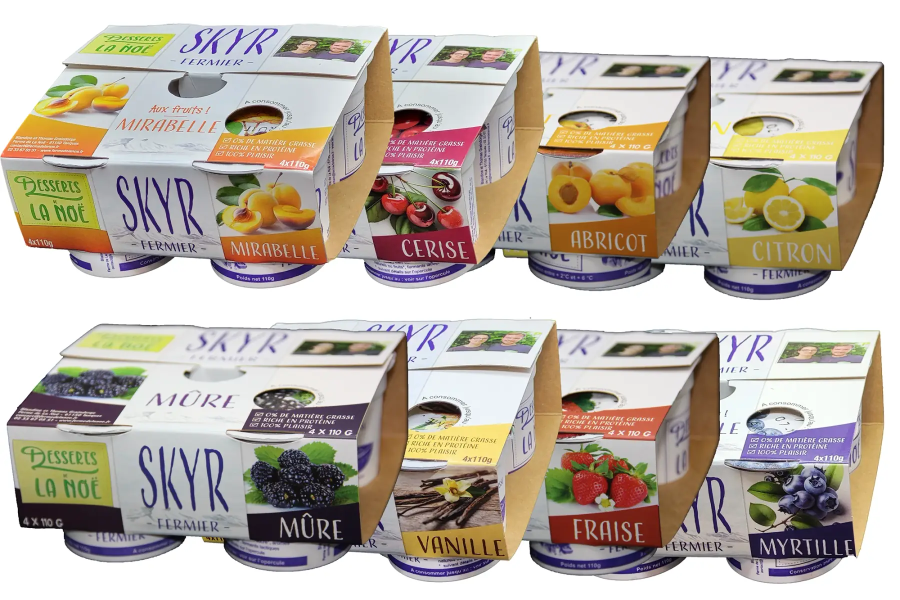 panier 8 packs de skyr (5 aromatisés - 3 fruits)