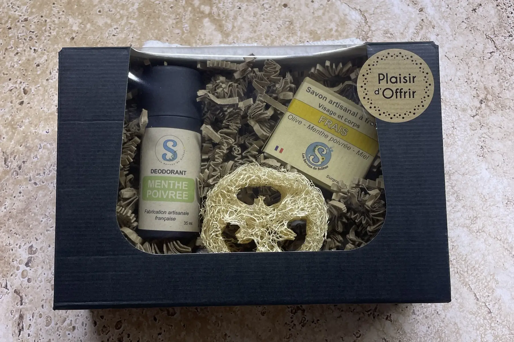 Coffret FRAÎCHEUR – Déodorant & savon MENTHE POIVREE + tranche de luffa