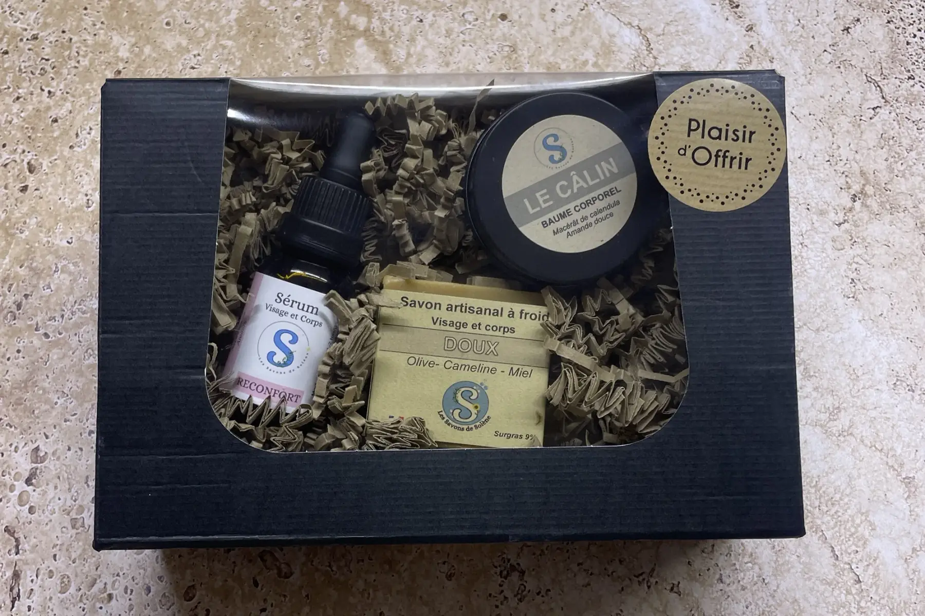 Coffret DOUCEUR – Sérum RECONFORT, Baume LE CALIN & Savon DOUX