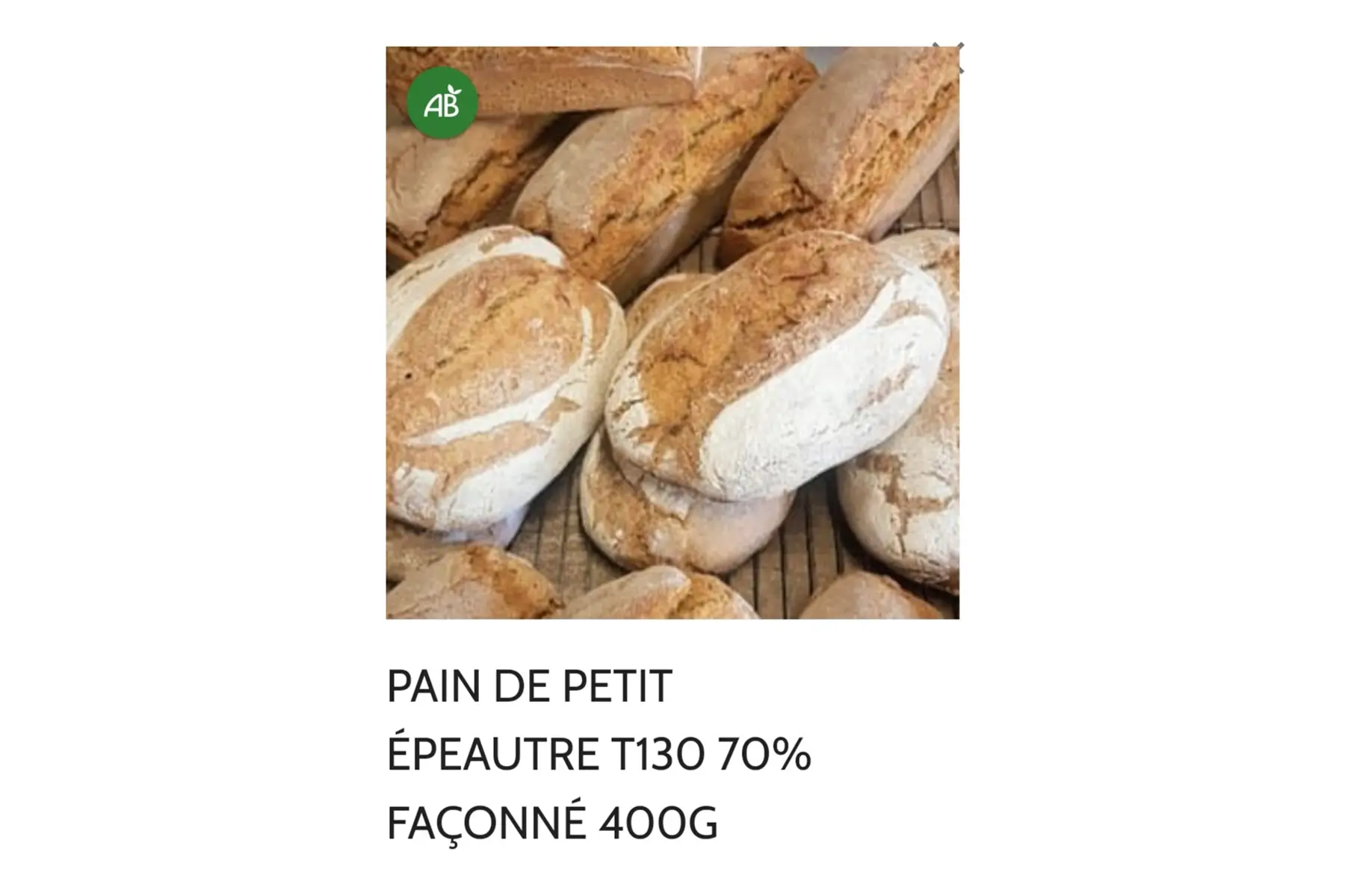 Petit Épeautre 70%, 400g façonné à la main