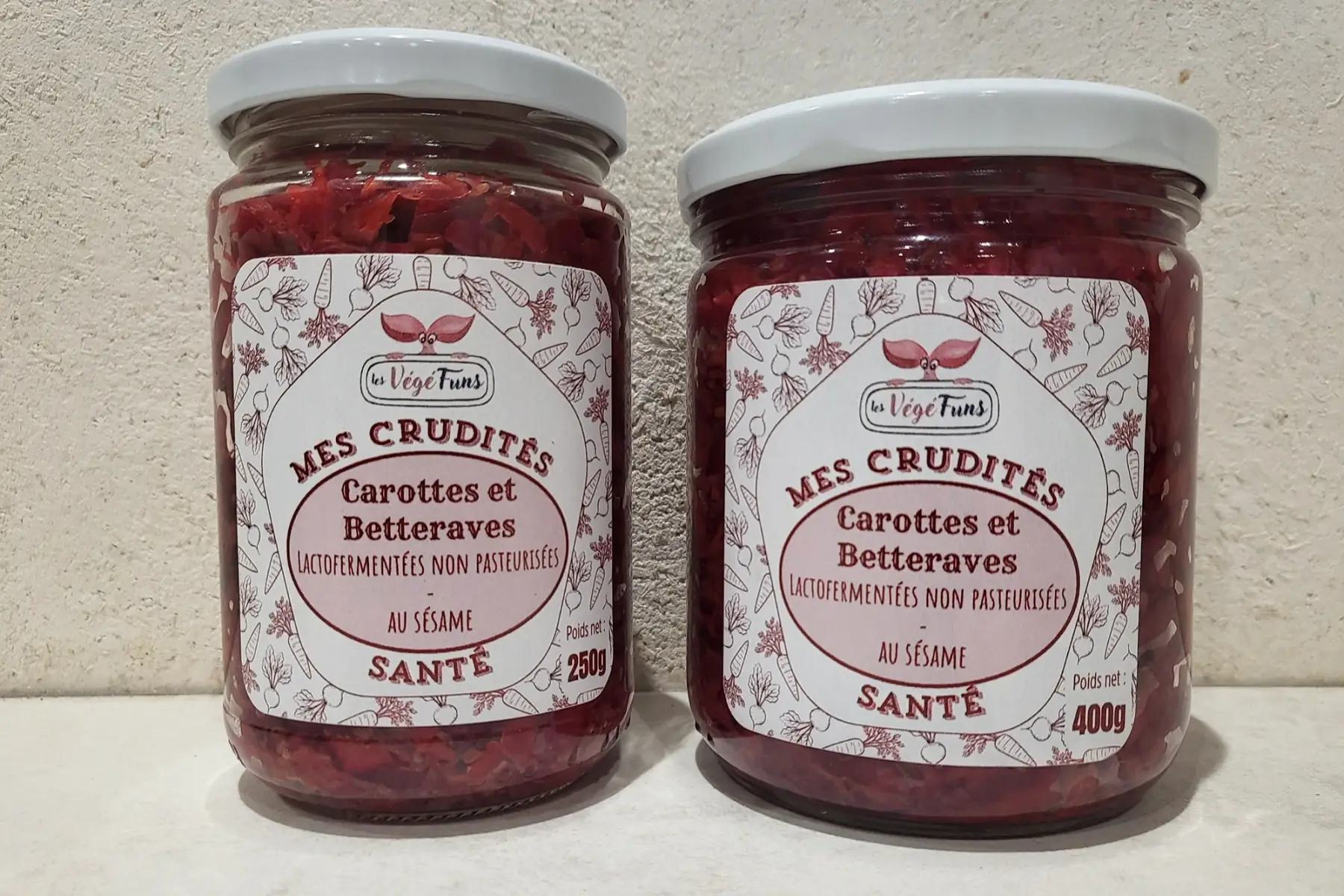 Carottes et betteraves rapées lactofermentées non pasteurisées