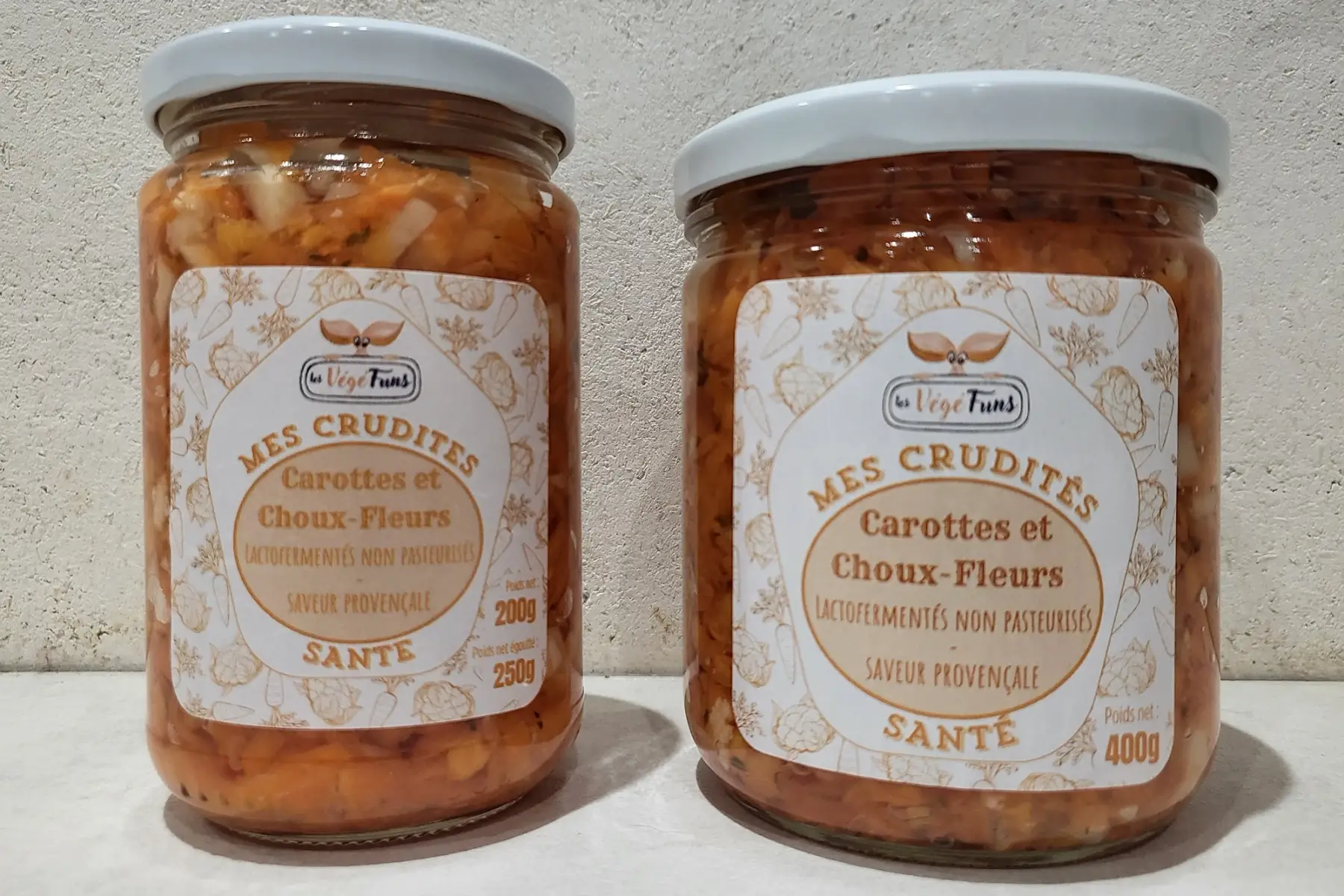 Carottes et choux-fleurs lactofermentés non pasteurisés