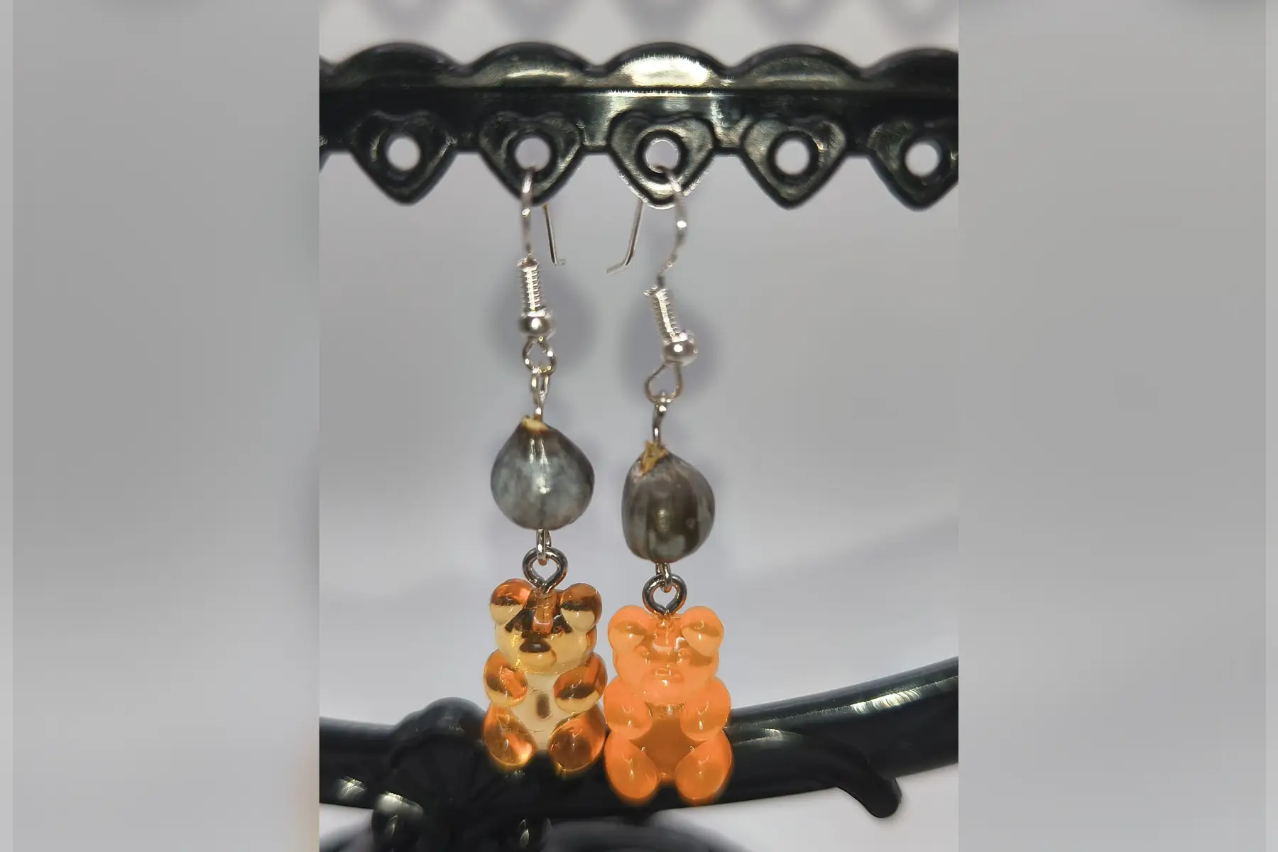 Boucles d’oreilles bonbon ourson orange deux teintes