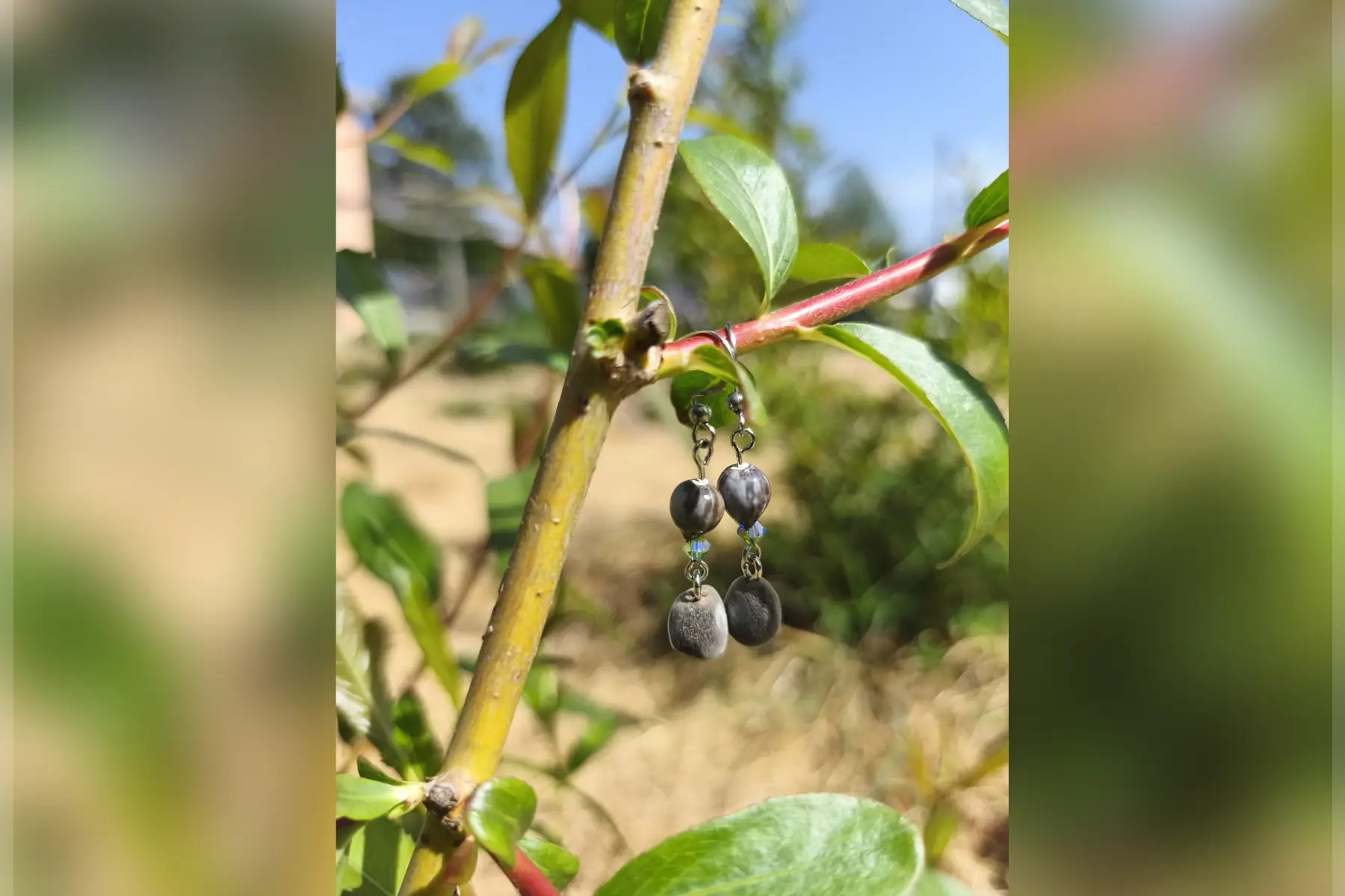 Boucles d’oreilles vertes avec perles de Zanzibar velour