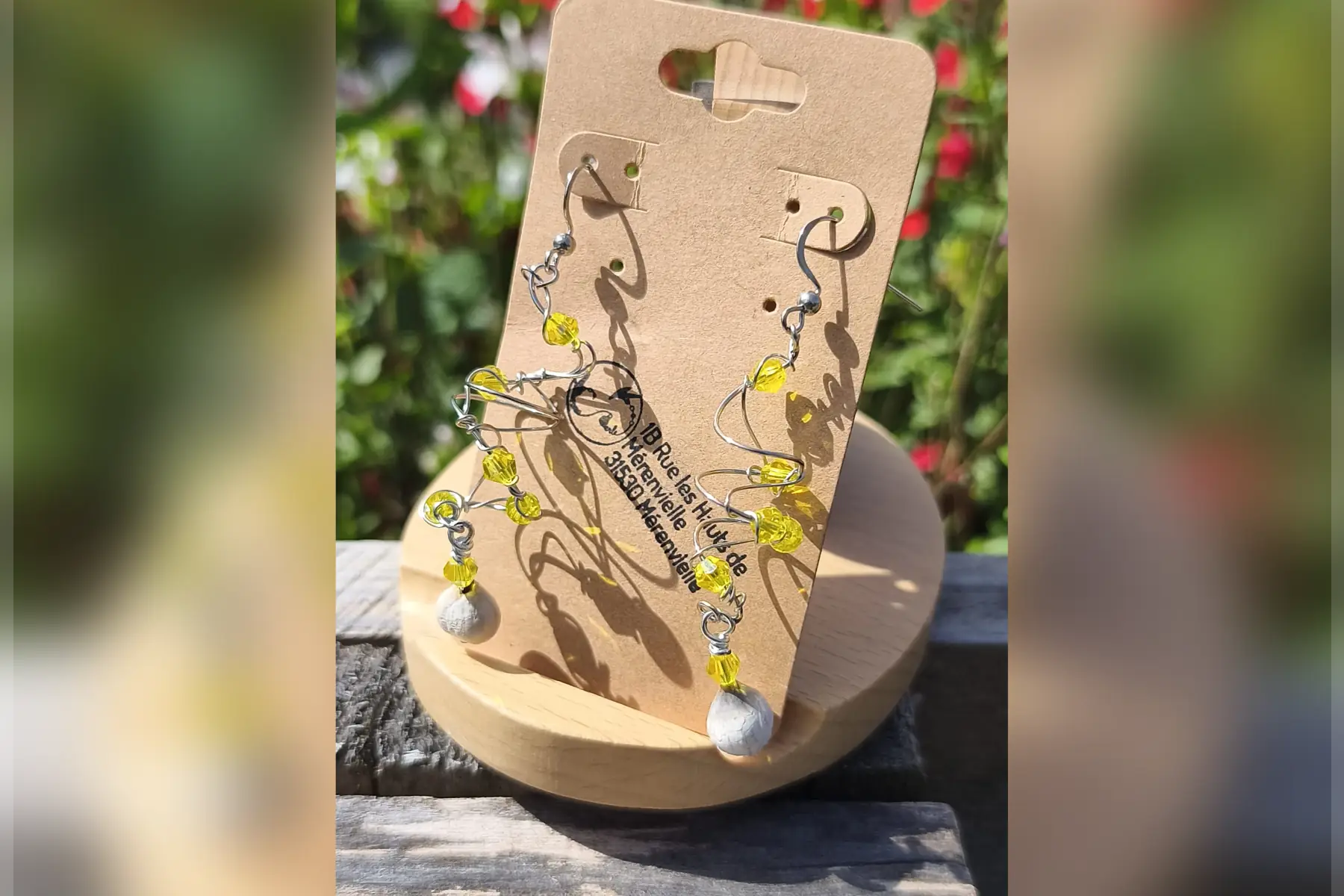Boucles d’oreilles spirale jaune 1