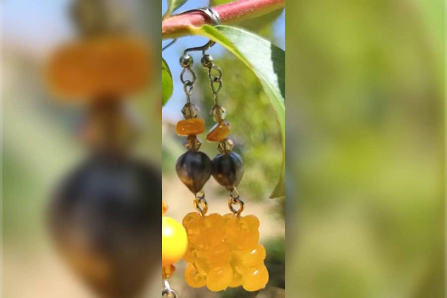 Boucles d’oreilles oursons orange opaque